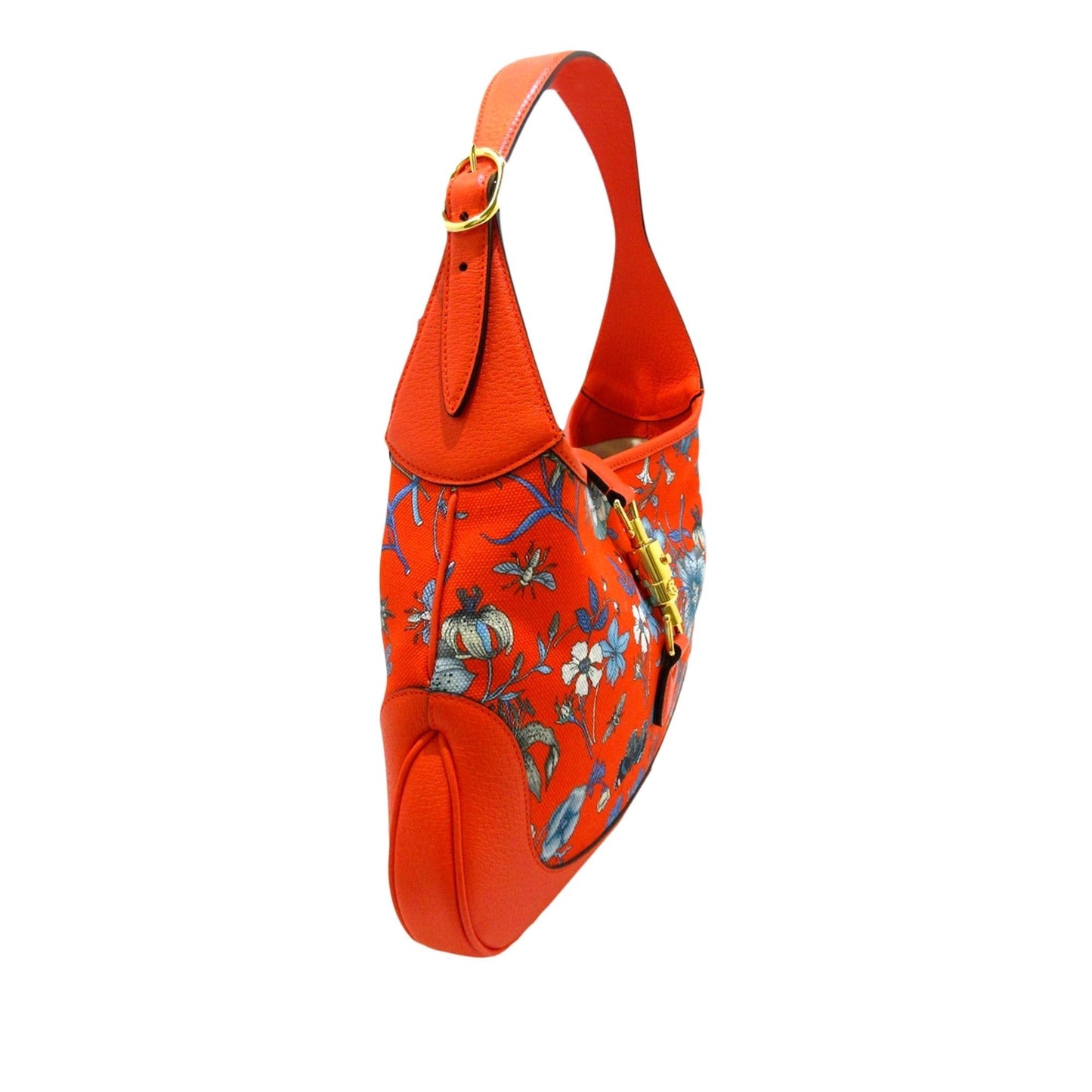 Gucci Flora New Jackie SHG Canvas Calf Orange Shoulder Bag