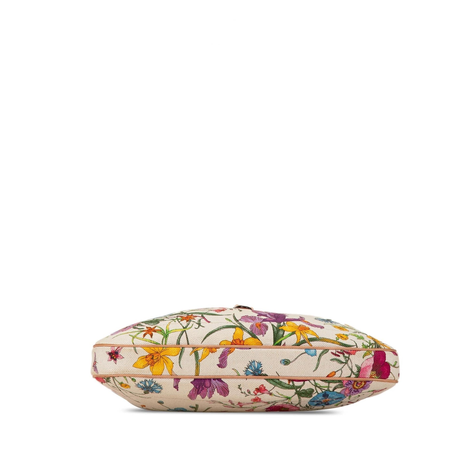 Gucci Flora New Jackie SHG-3GVtqV Canvas Calf White Shoulder Bag