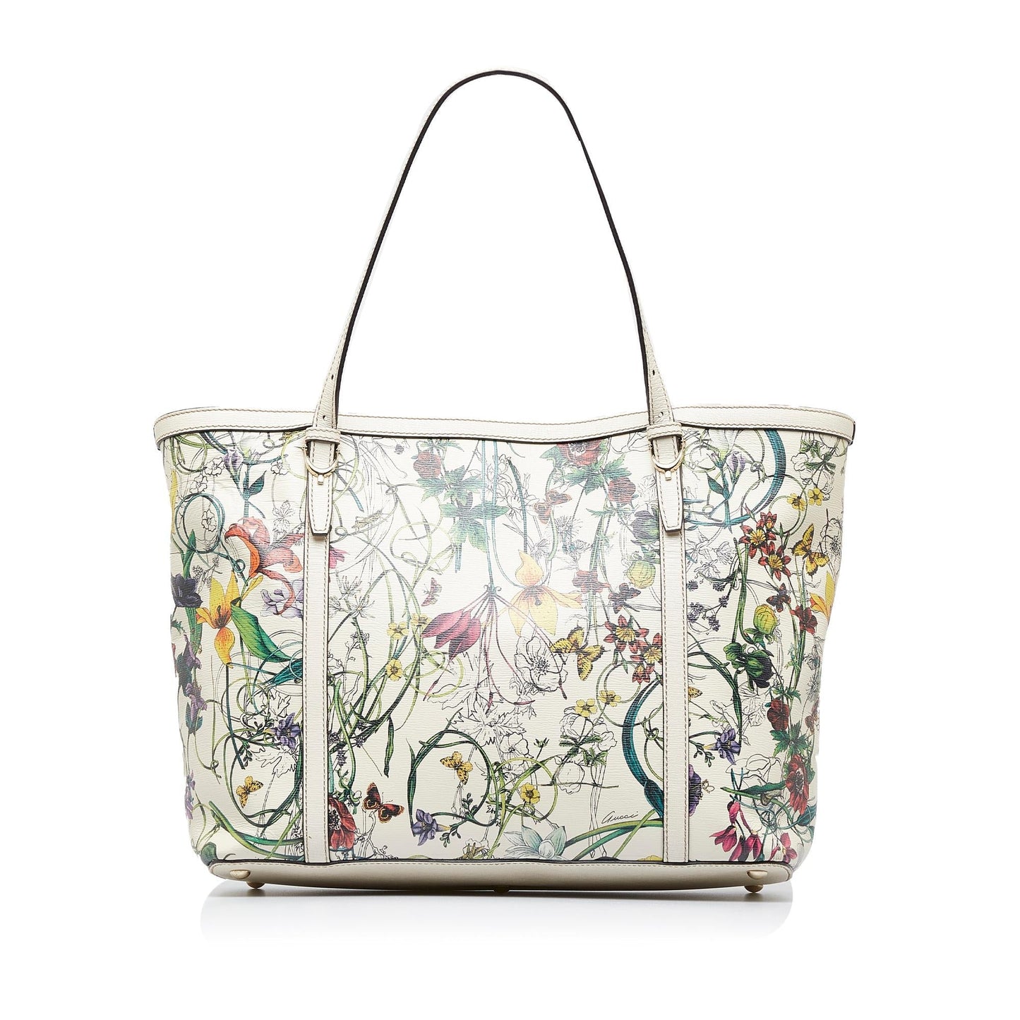 Gucci Flora Nice SHG-z0dsKx Calf White Tote Bag
