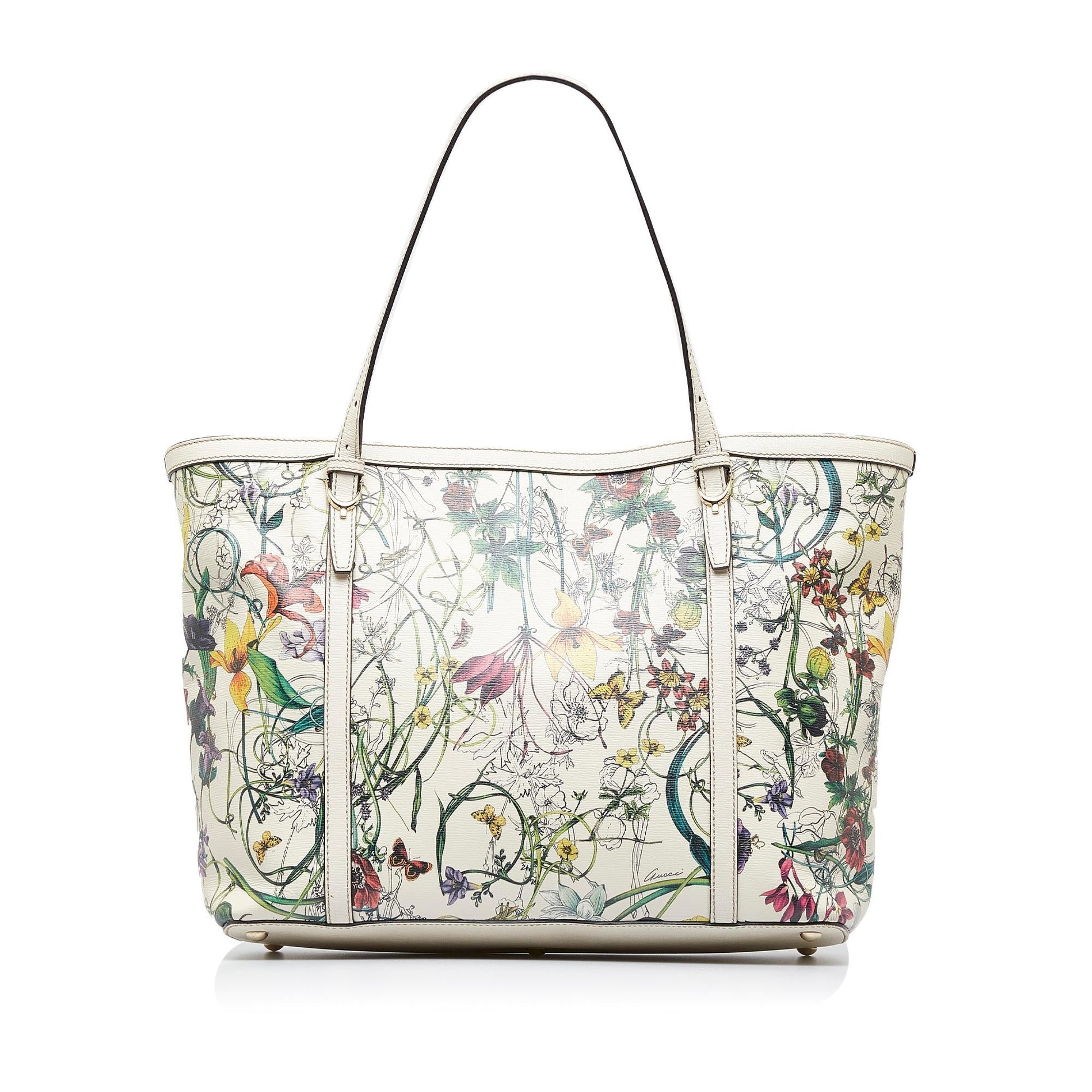 Gucci Flora Nice SHG-z0dsKx Calf White Tote Bag