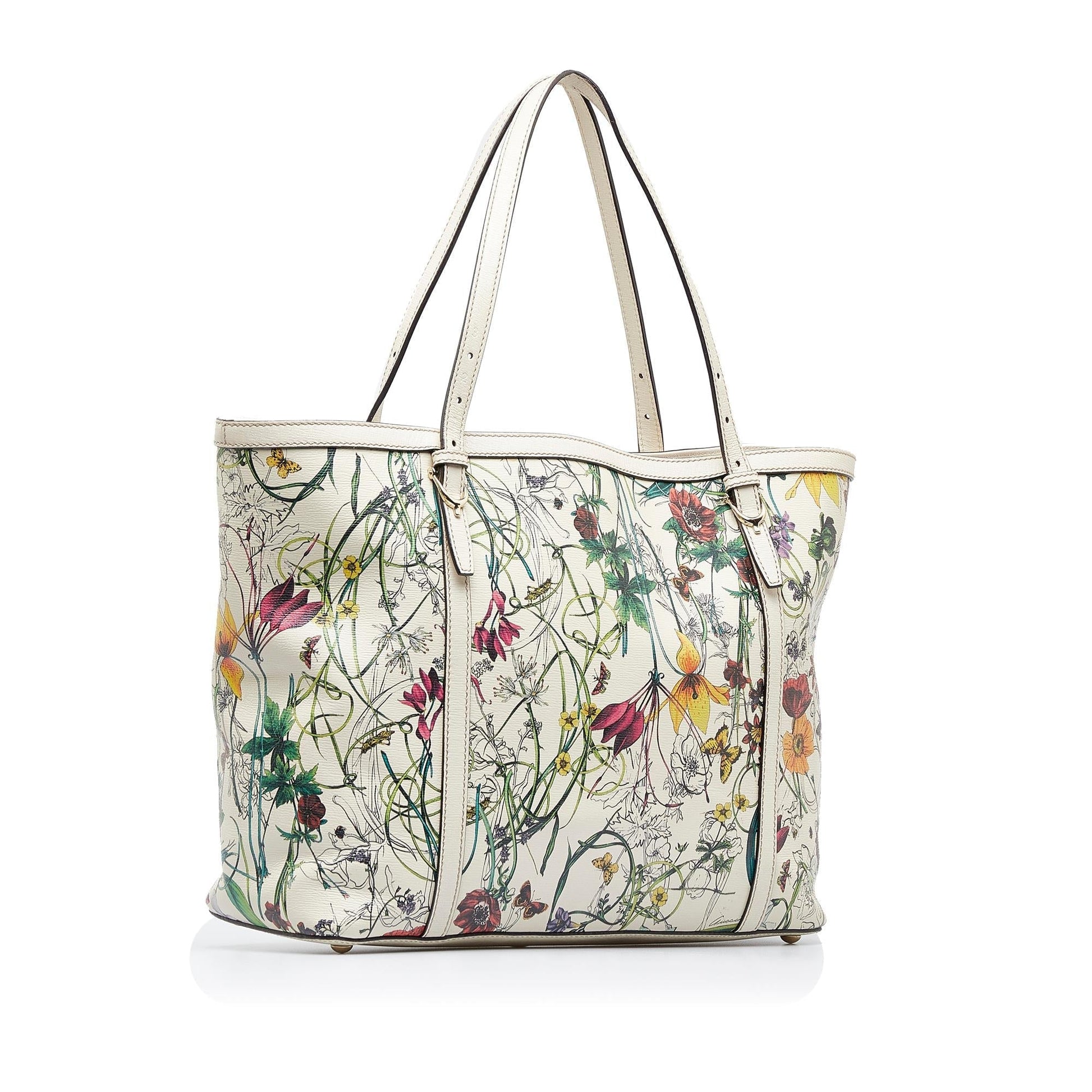Gucci Flora Nice SHG-z0dsKx Calf White Tote Bag