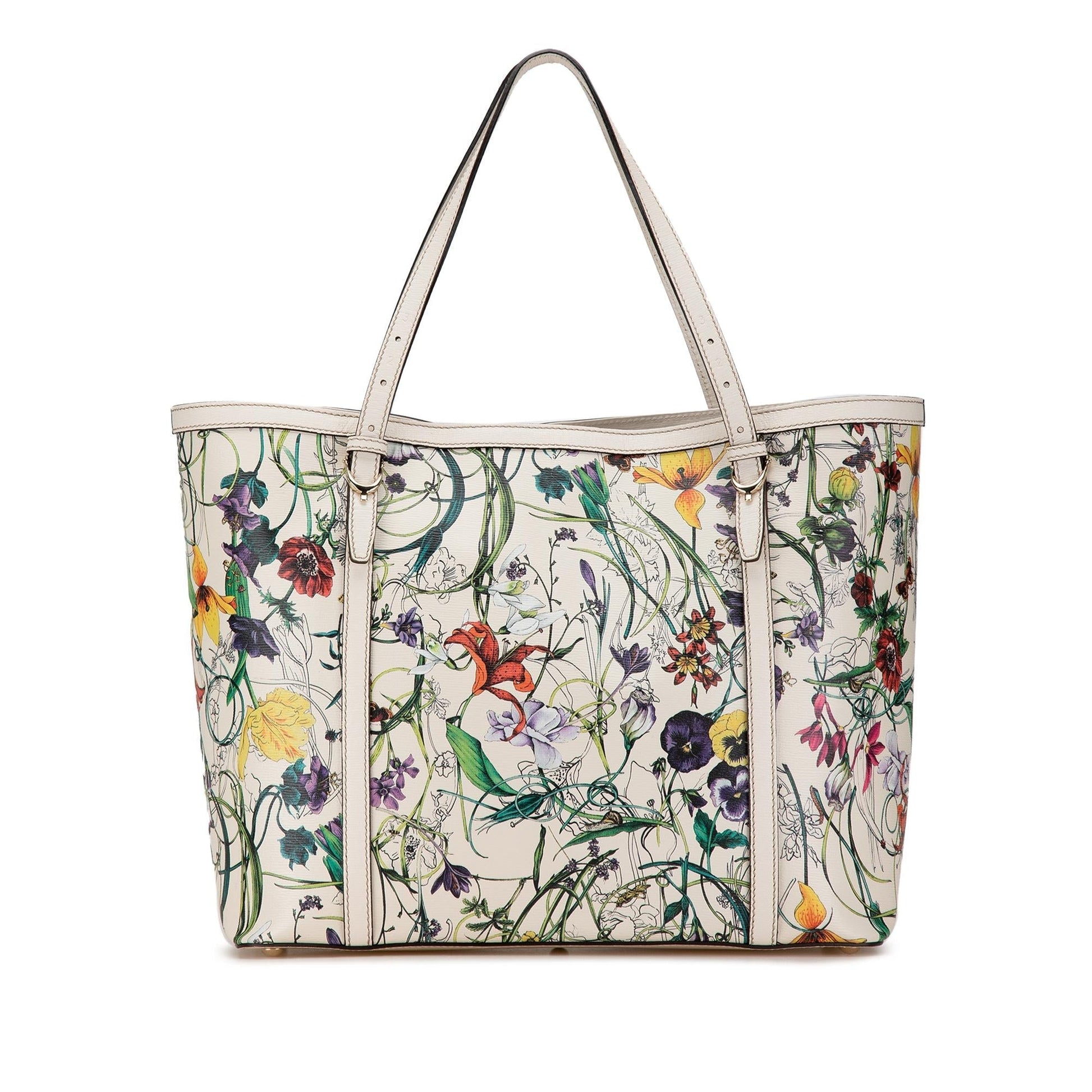 Gucci Flora Nice SHG-Wndle3 Calf White Tote Bag