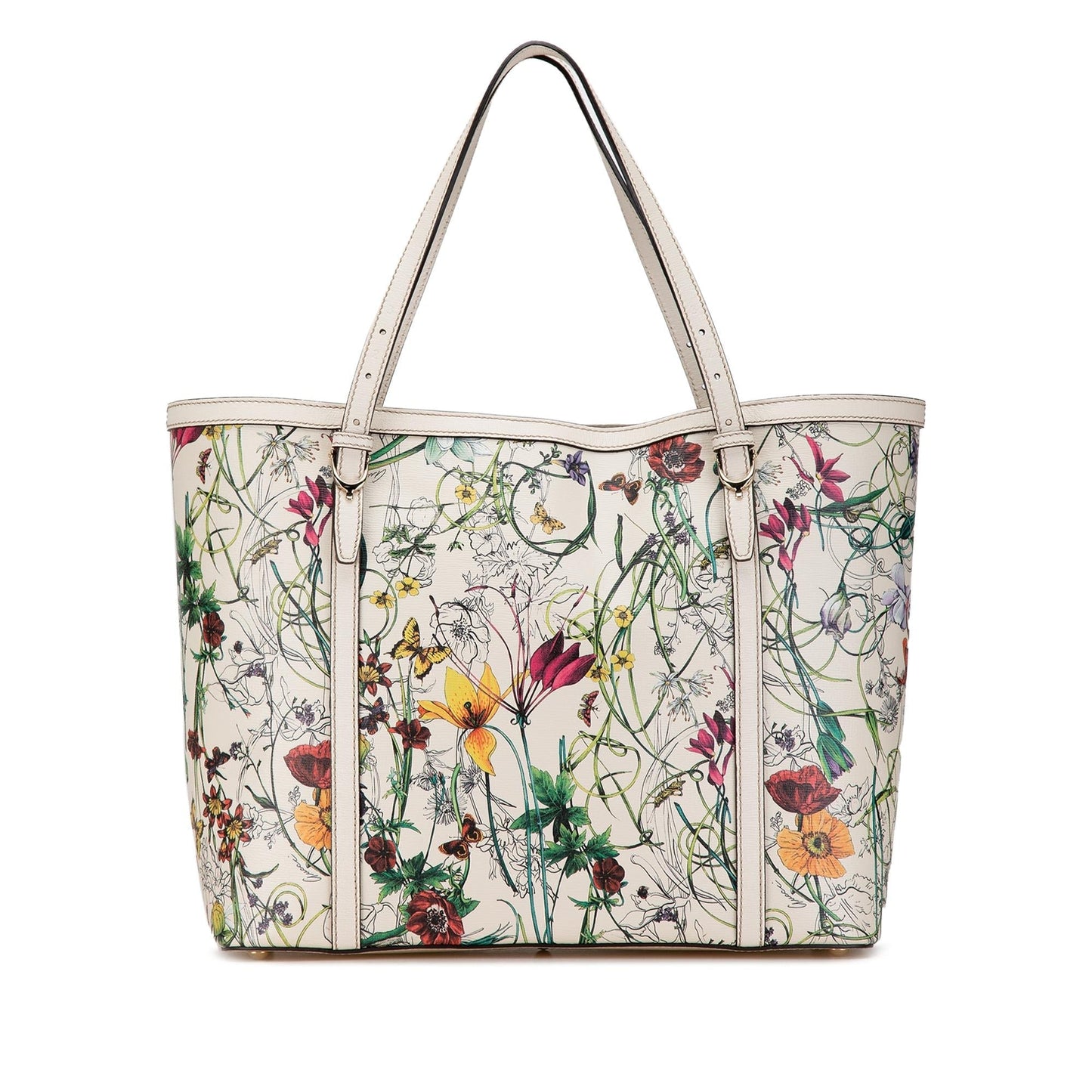 Gucci Flora Nice SHG-Wndle3 Calf White Tote Bag