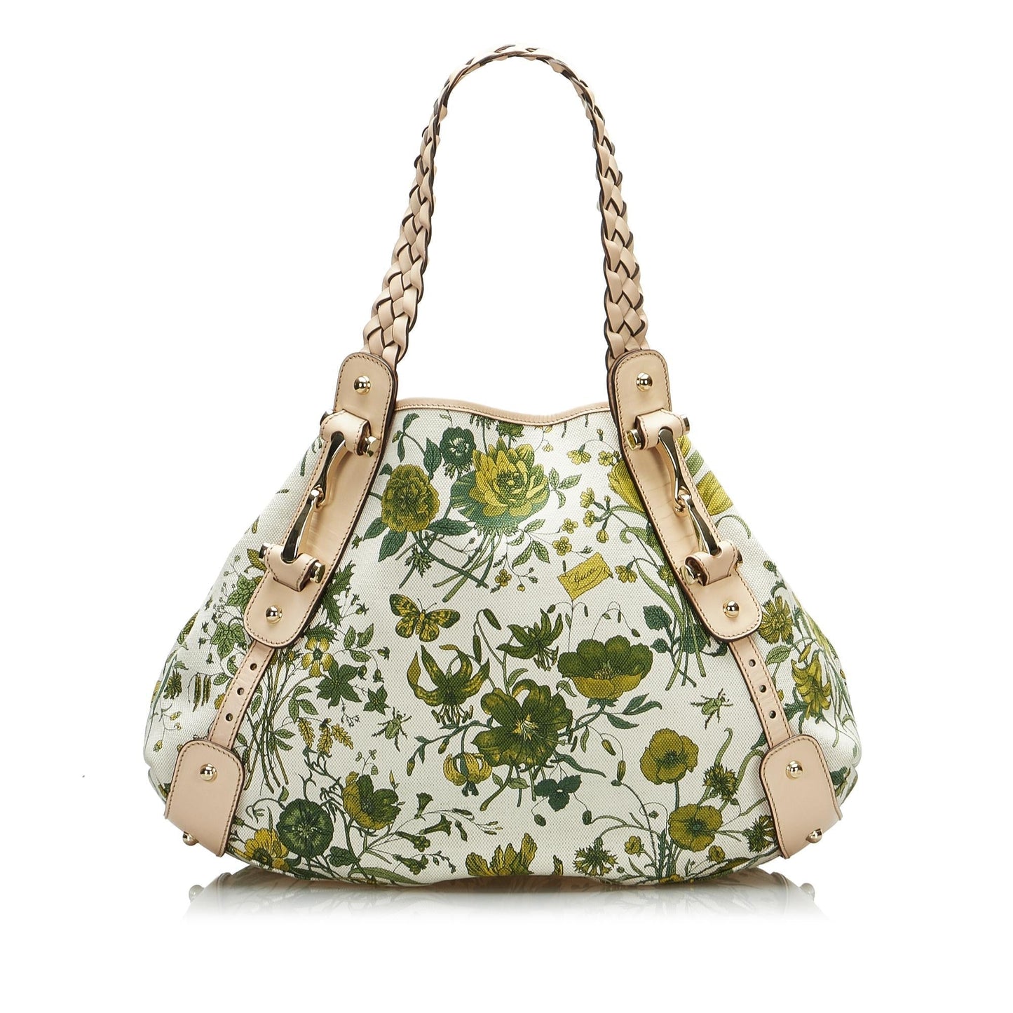 Gucci Flora Pelham SHG-frAwjq Canvas Calf White Green Tote Bag