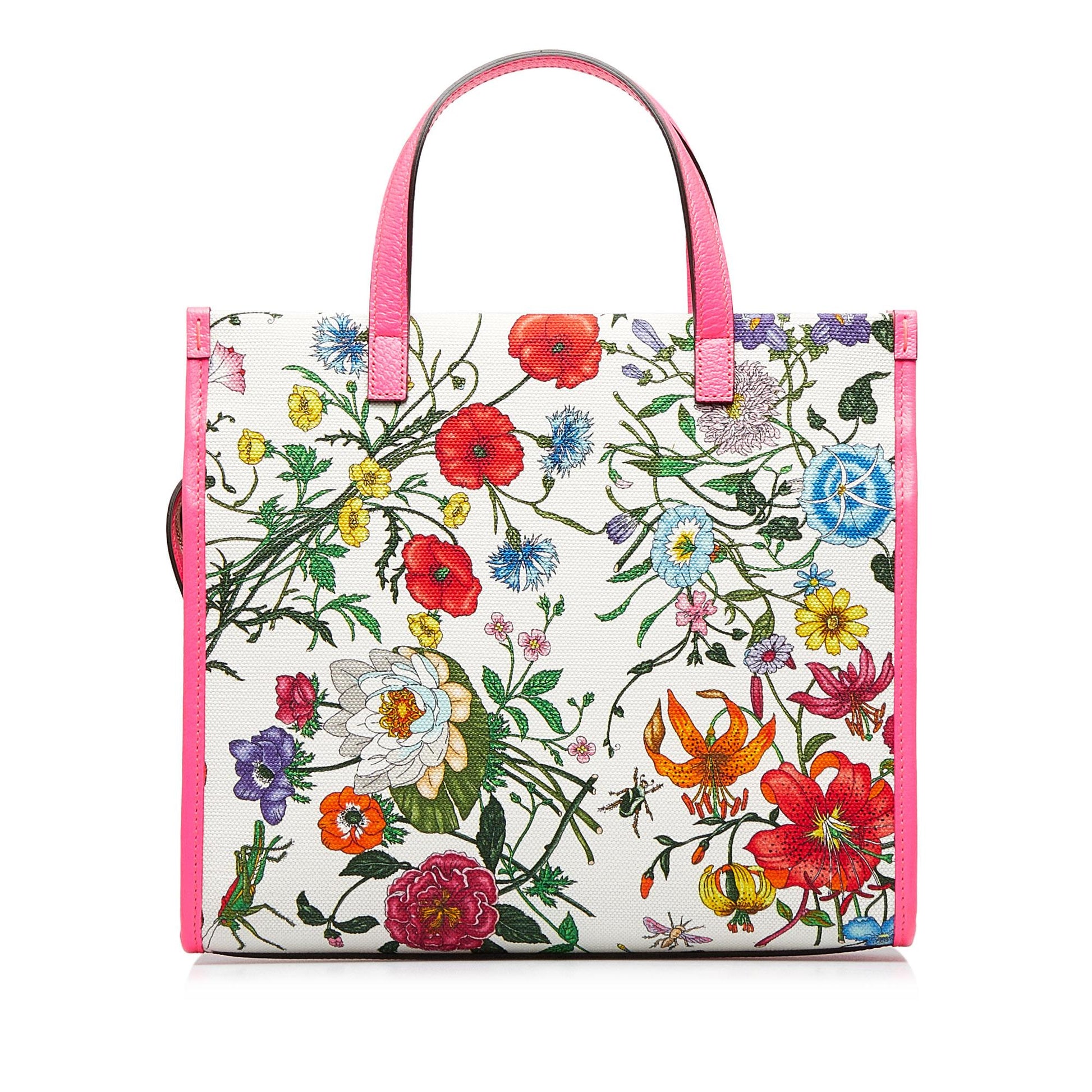 Gucci Flora SHG-ICWz4l Canvas Calf White Satchel Bag