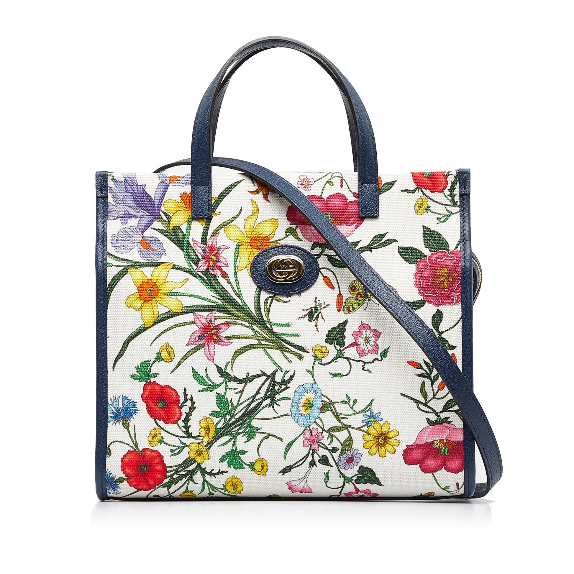 Gucci Flora SHG-yT6FY6 Canvas Calf White Satchel Bag