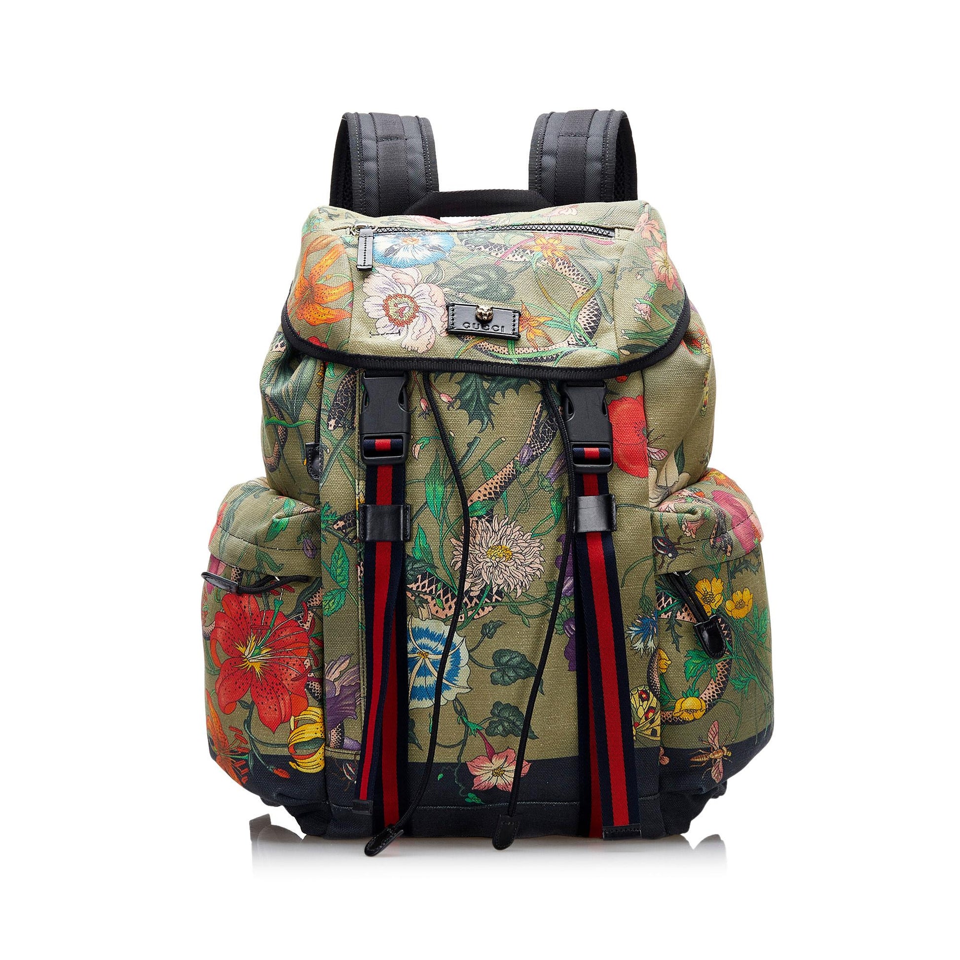 Gucci Flora Snake Techpack Backpack SHG-C67crI Canvas Green