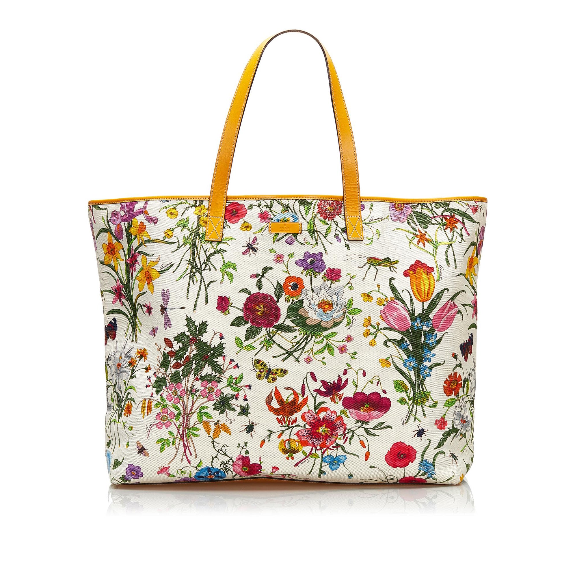 Gucci Flora SHG Canvas White Tote Bag