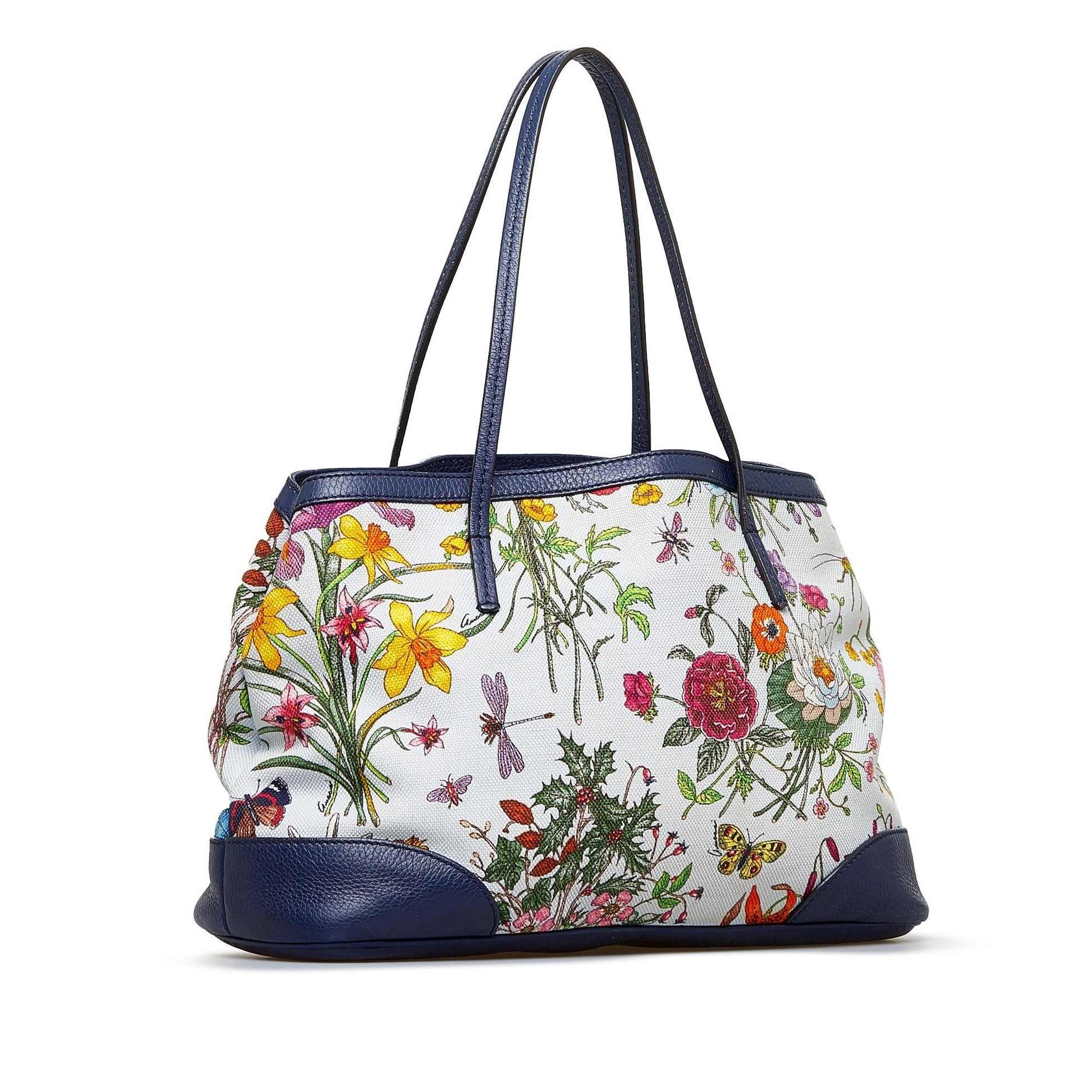 Gucci Flora SHG-x51aju Canvas Calf White Tote Bag