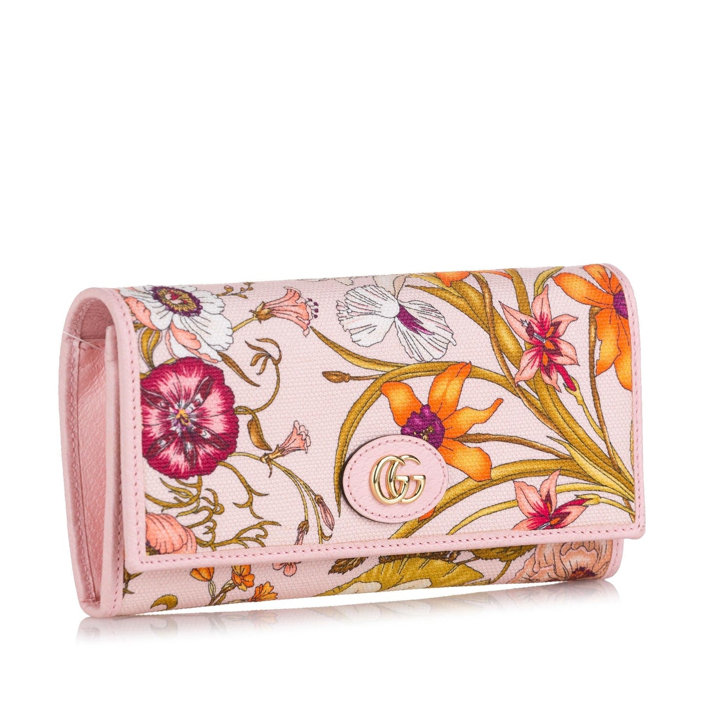 Gucci Flora Wallet On SHG Canvas Pink Chain Crossbody Bag