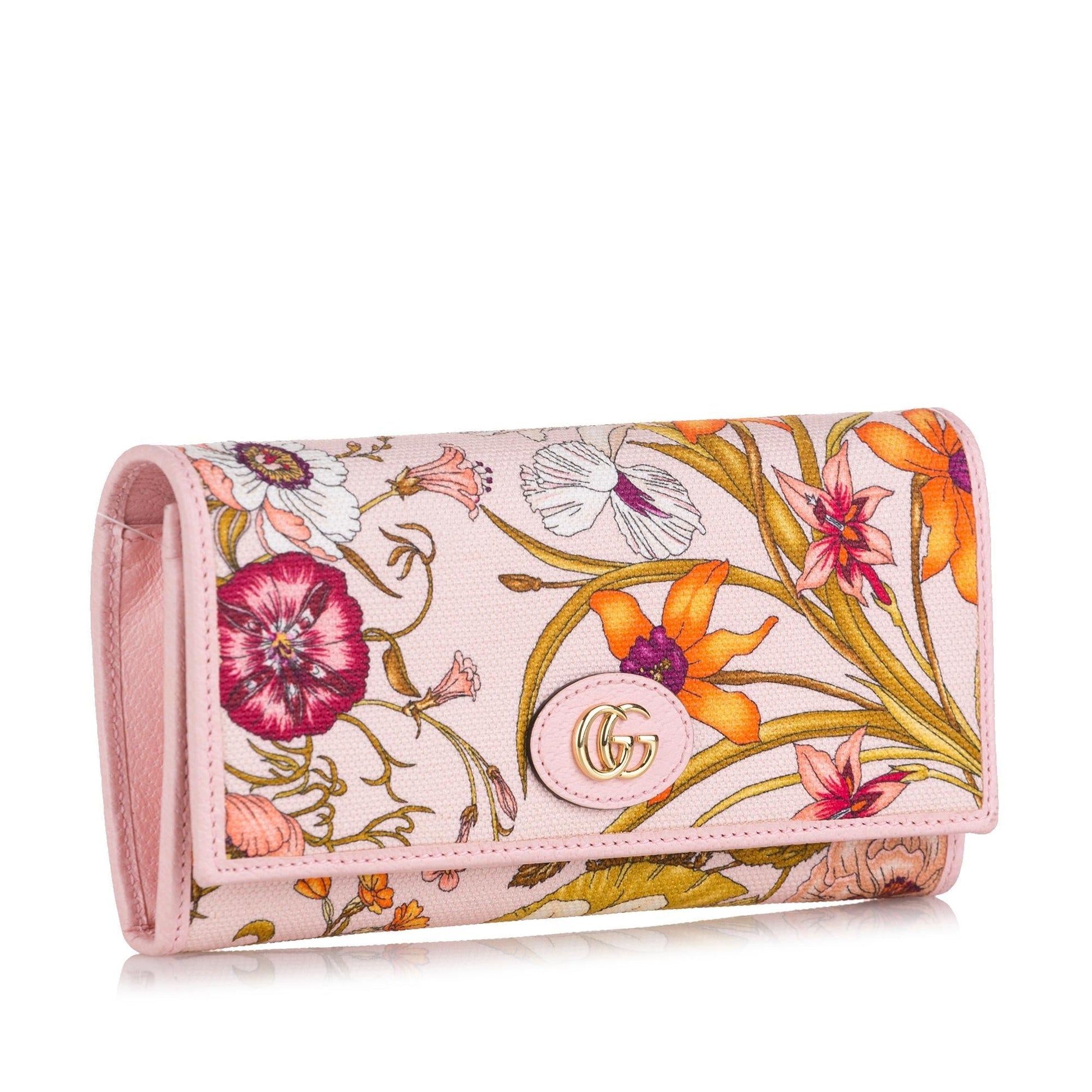 Gucci Flora Wallet On SHG Canvas Pink Chain Crossbody Bag