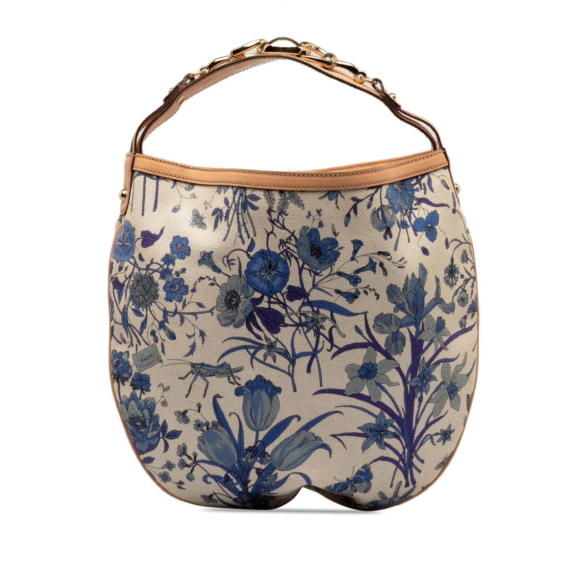 Gucci Flora Wave SHG Canvas Calf White Blue Shoulder Bag