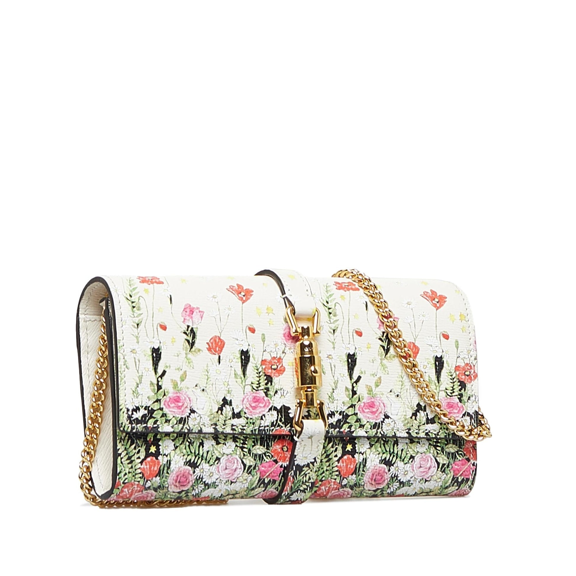 Gucci Floral Jackie Wallet on SHG-GHeOz2 Canvas White Chain Crossbody Bag