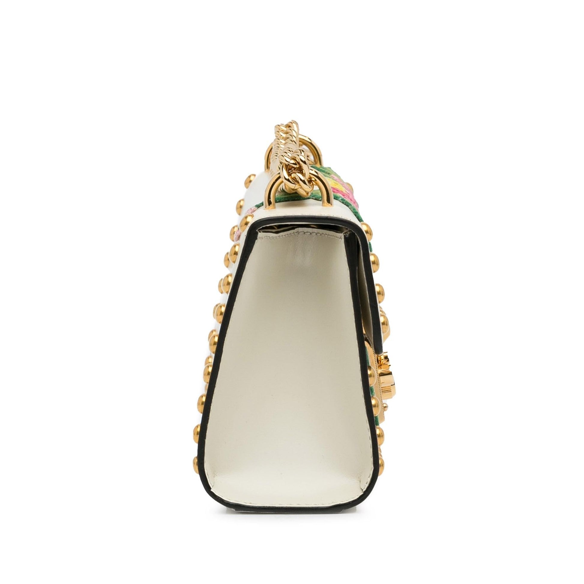 Gucci Floral Studded Padlock SHG-0r94kw Calf White Shoulder Bag