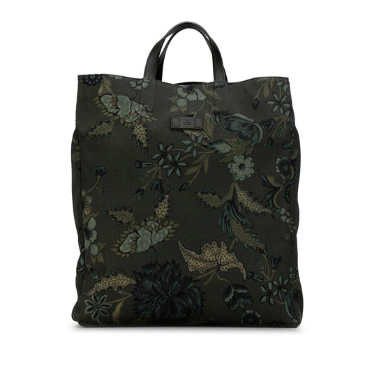 Gucci G-Active Flora Knight Vertical SHG-Zpmz9o Canvas Calf Green Tote Bag