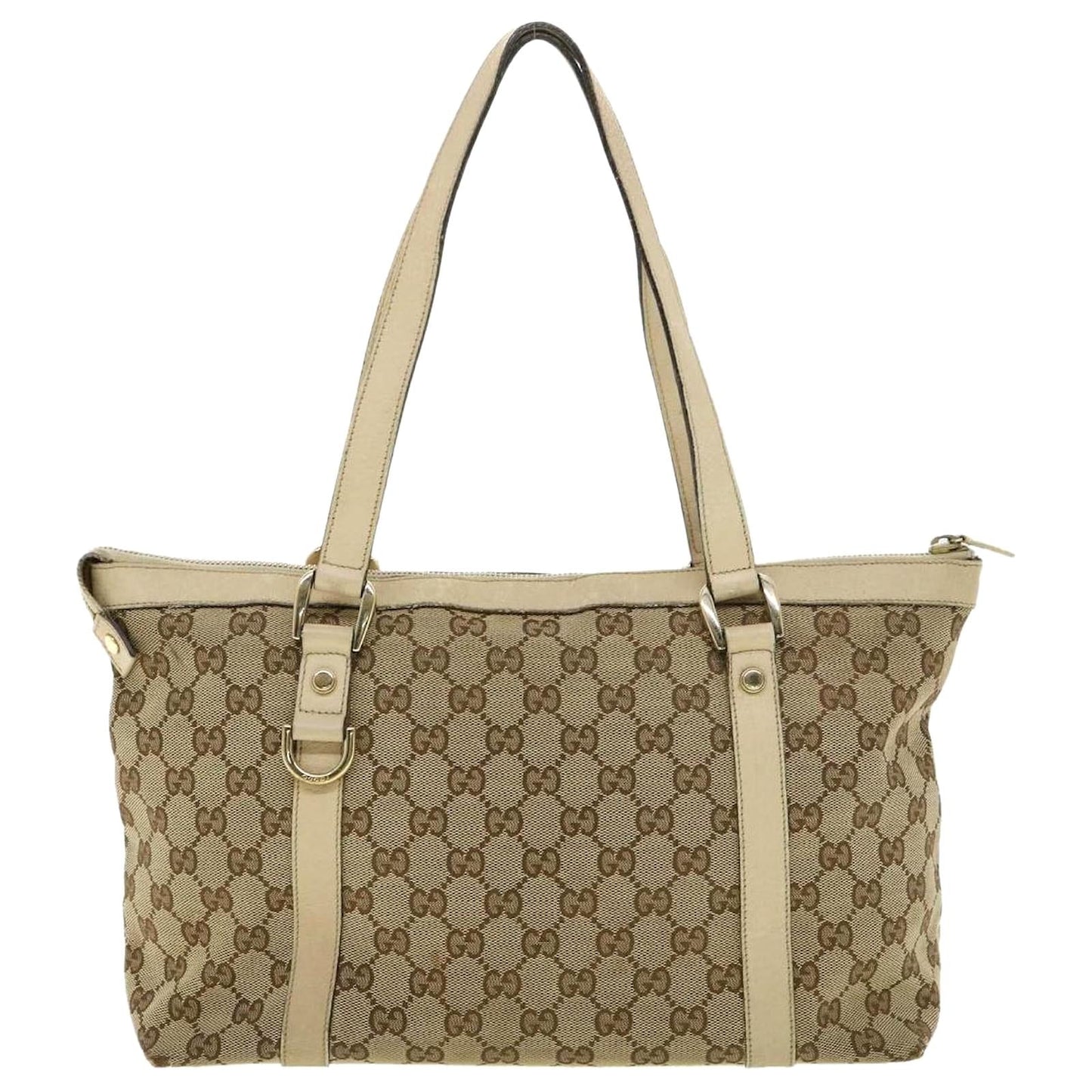 Gucci GG ABBEY Canvas White Beige Medium Tote Bag