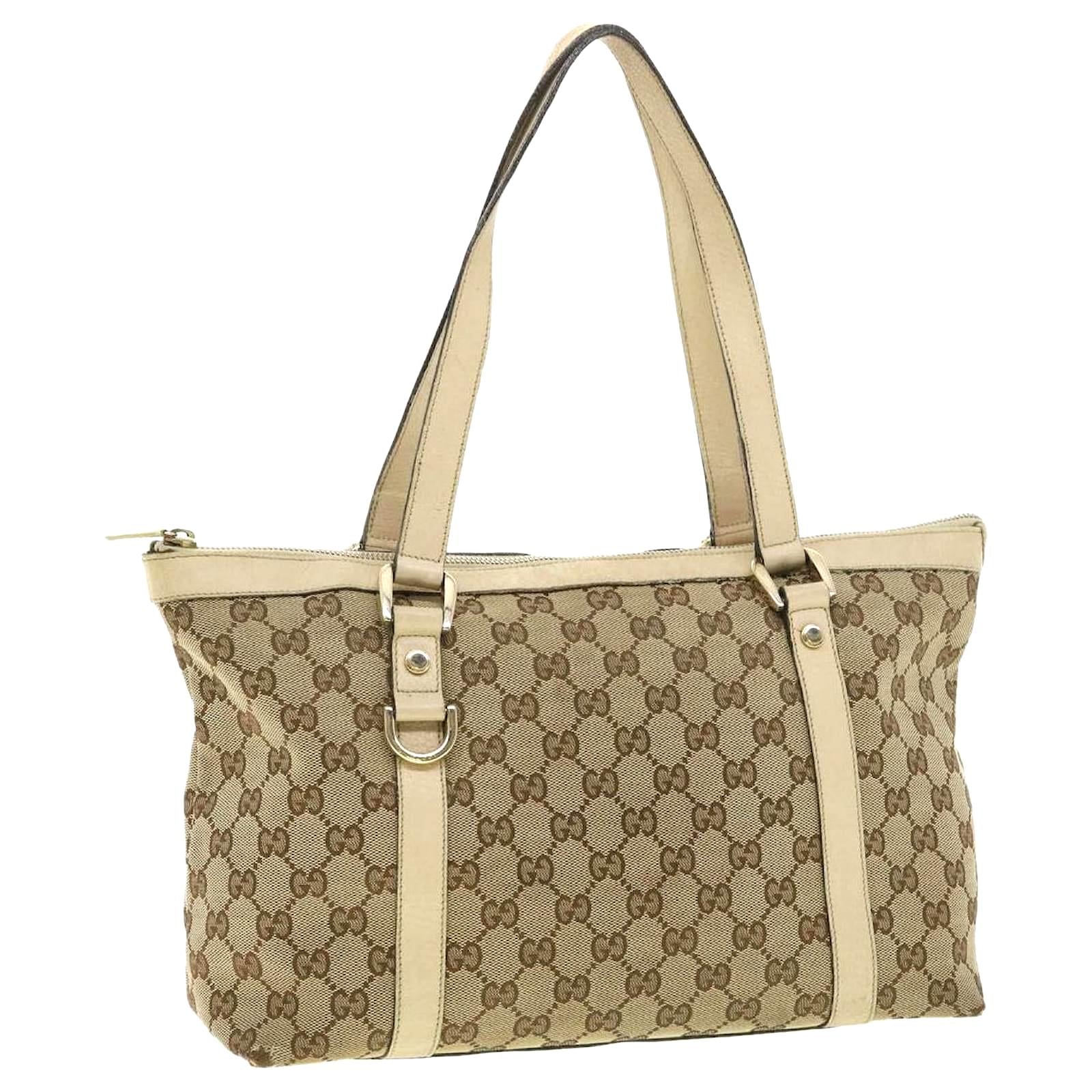 Gucci GG ABBEY Canvas White Beige Medium Tote Bag