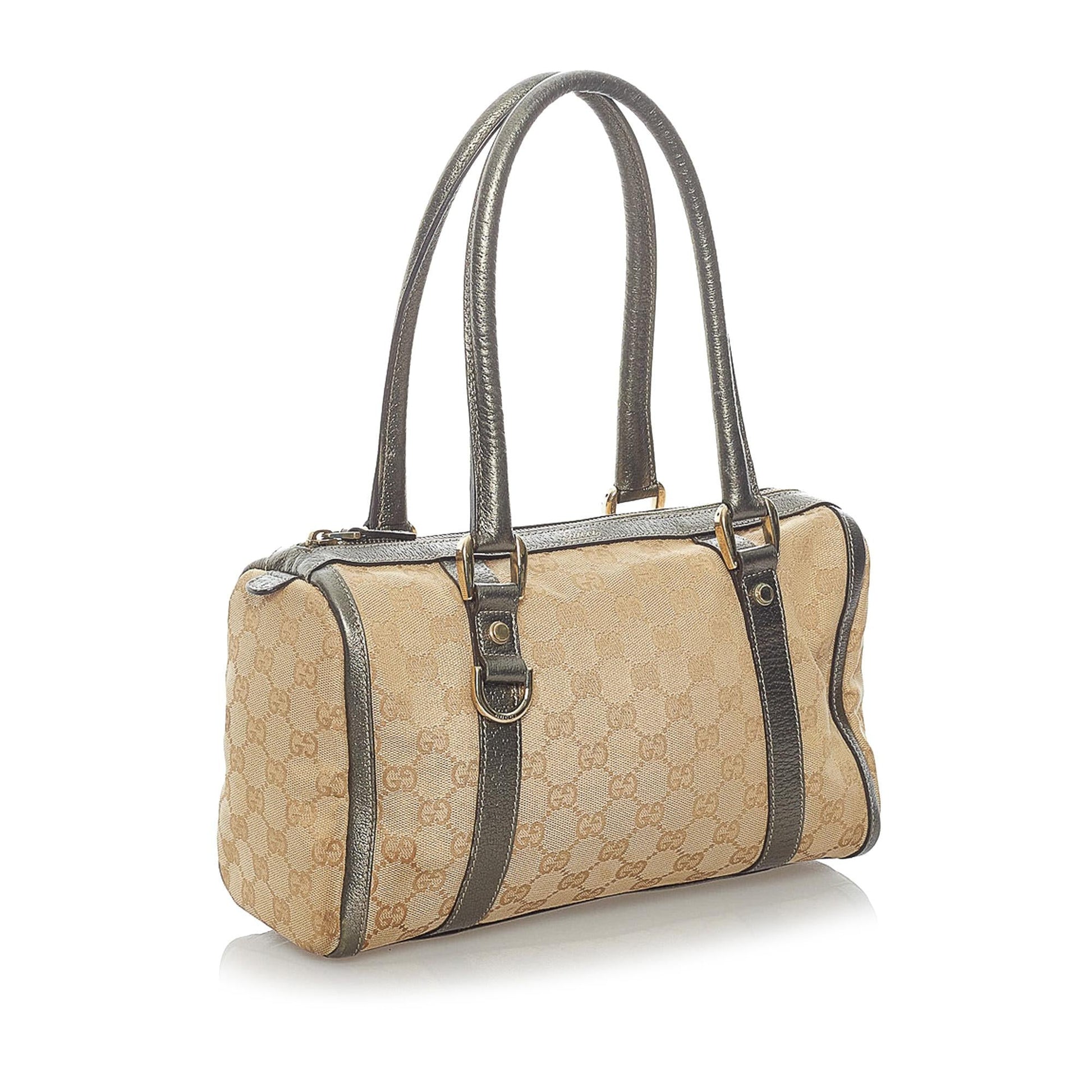 Gucci GG Abbey Boston SHG Canvas Brown Satchel Bag Bag Shg