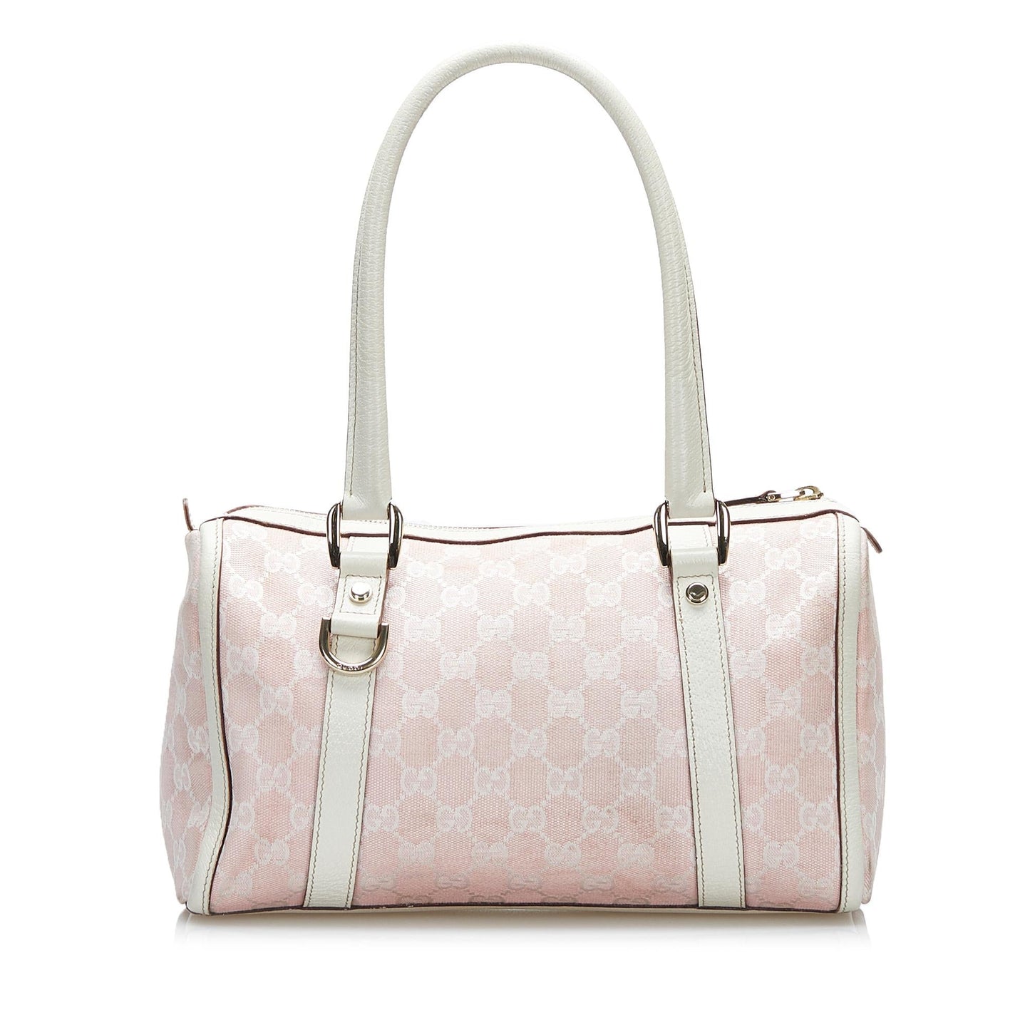 Gucci GG Abbey Boston SHG-6sXYD1 Canvas Calf White Pink Satchel Bag
