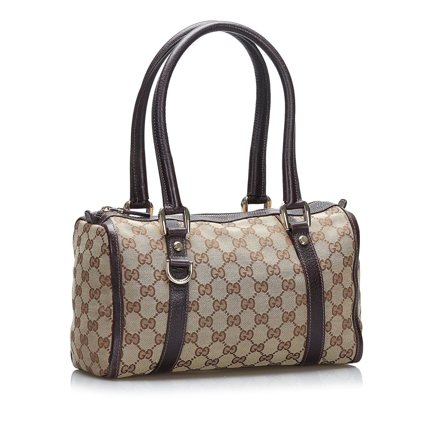 Gucci GG Abbey Boston SHG-rlWBgS Canvas Brown Satchel Bag