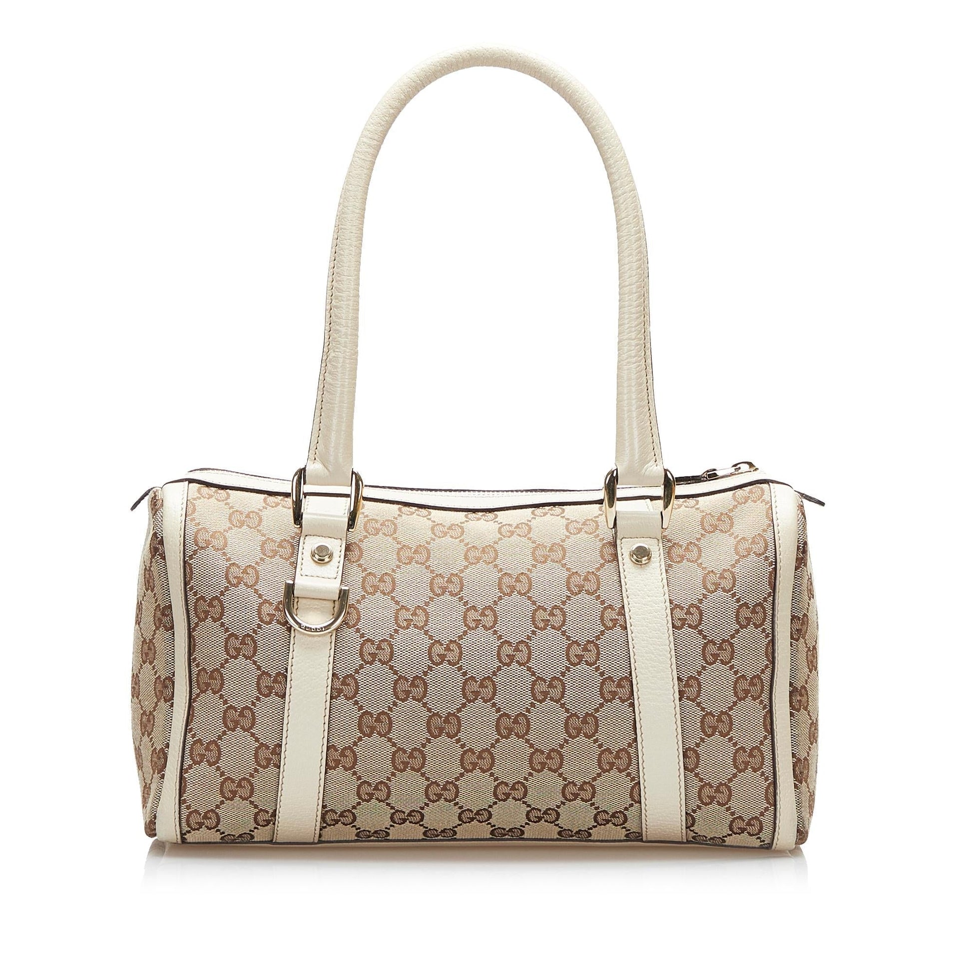 Gucci GG Abbey Boston SHG-23XXQb Canvas Brown Satchel Bag