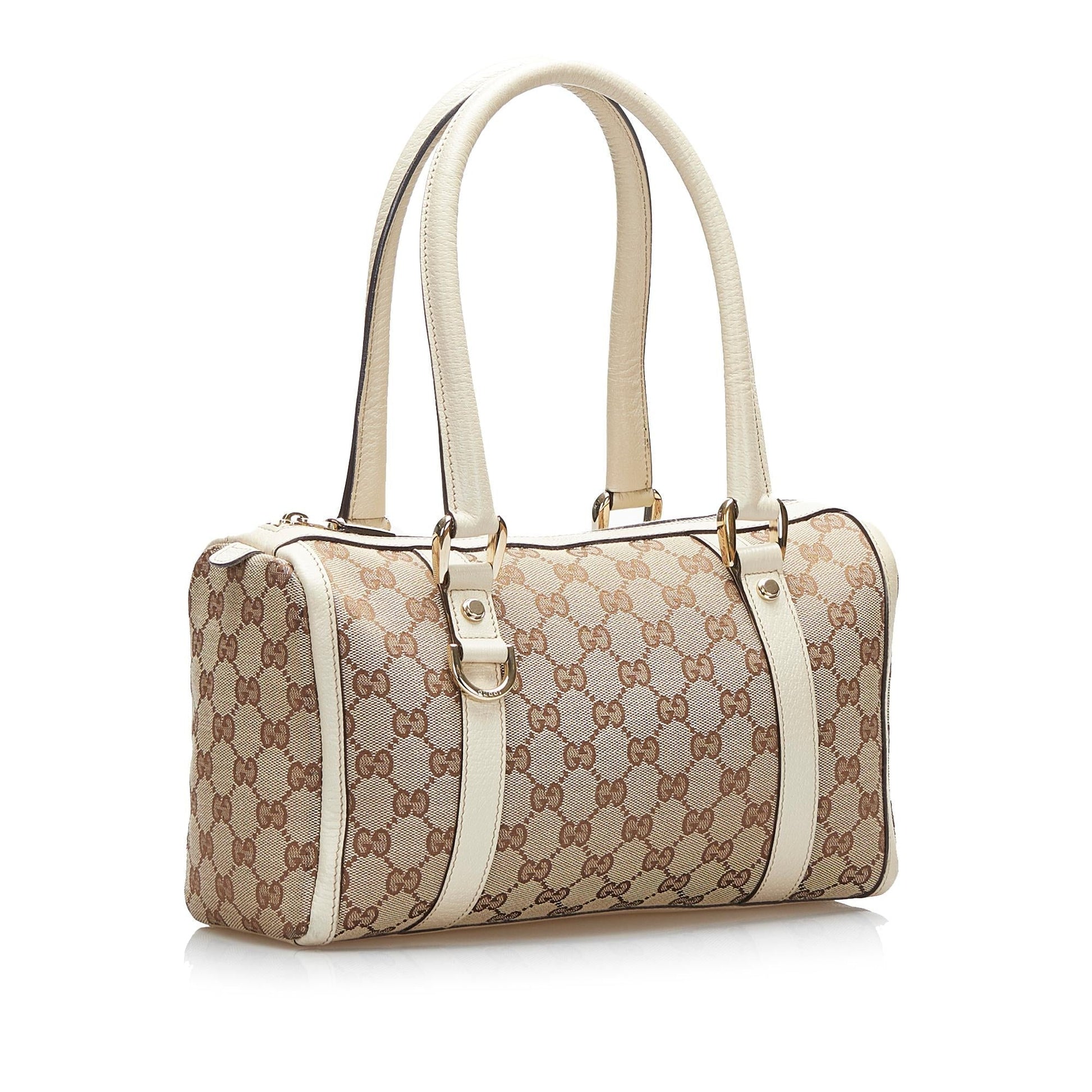 Gucci GG Abbey Boston SHG-23XXQb Canvas Brown Satchel Bag
