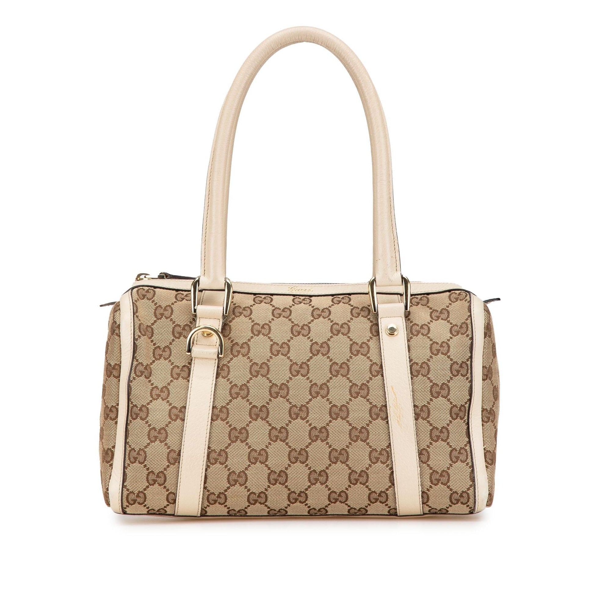 Gucci GG Abbey Boston SHG-ciUJOT Canvas Calf Brown Satchel Bag