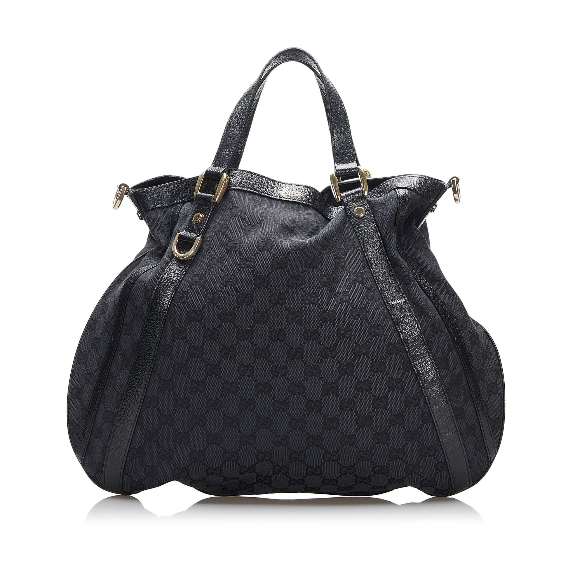 Gucci GG Abbey Convertible SHG-tghdzq Canvas Calf Black Satchel Bag