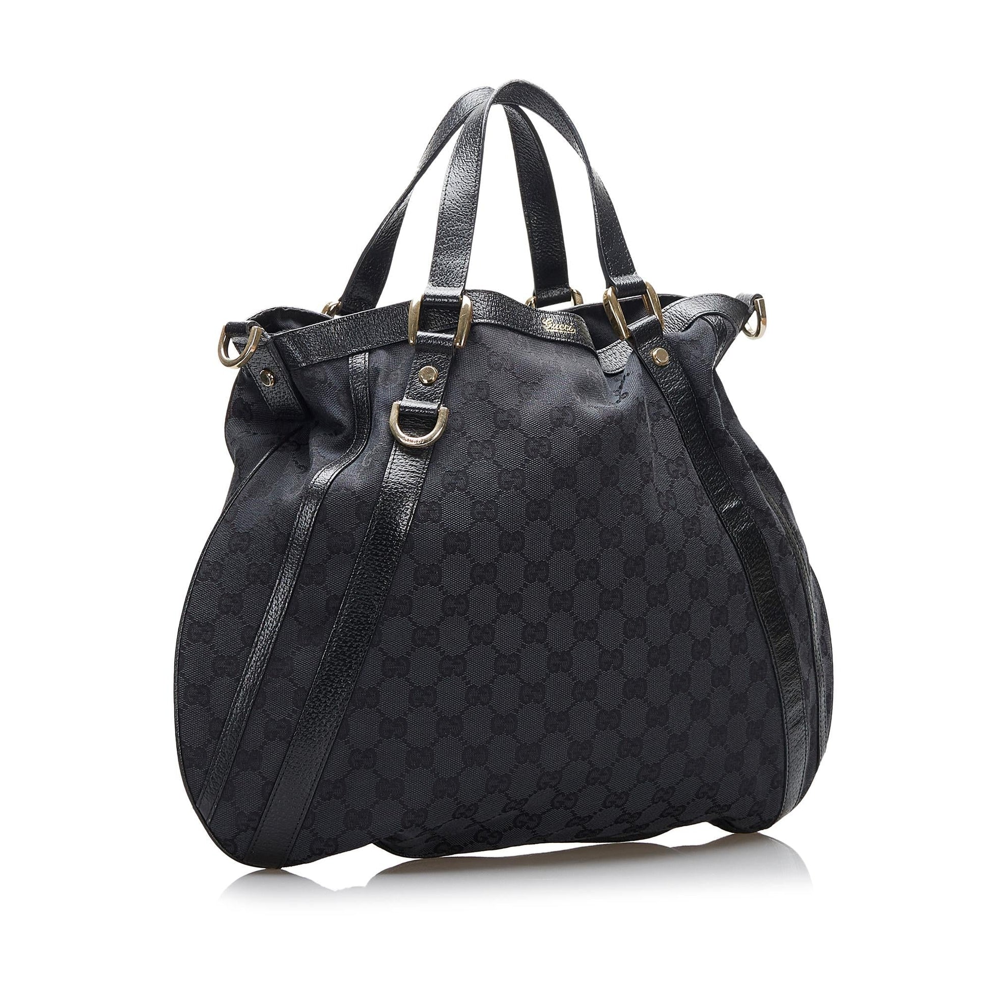 Gucci GG Abbey Convertible SHG-tghdzq Canvas Calf Black Satchel Bag