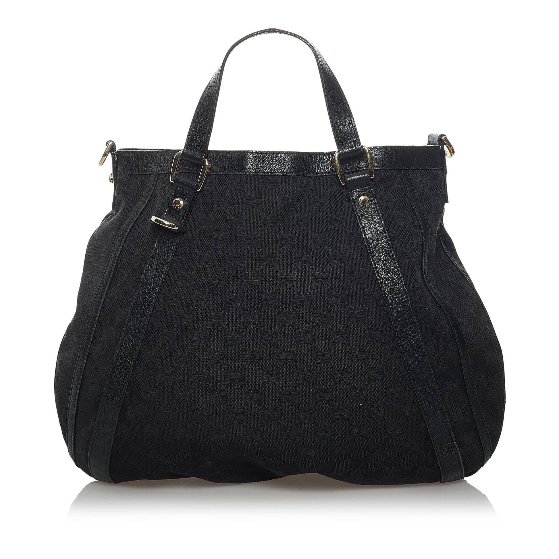 Gucci GG Abbey Convertible SHG Canvas Black Tote Bag