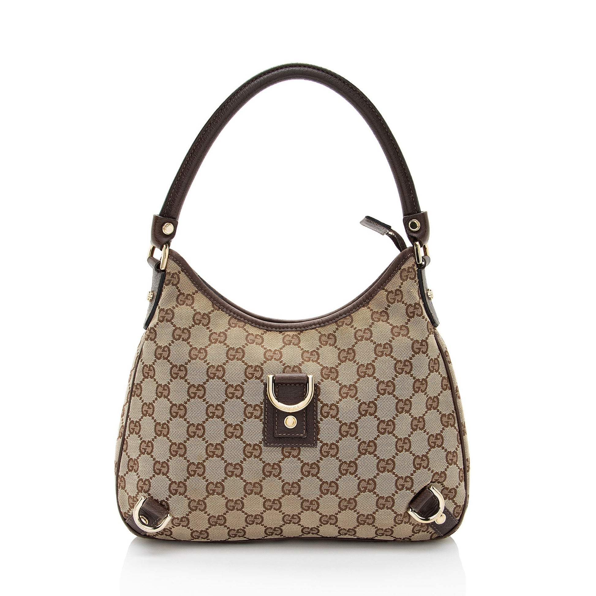 Gucci GG Abbey Leather Canvas Brown Medium Shoulder Bag