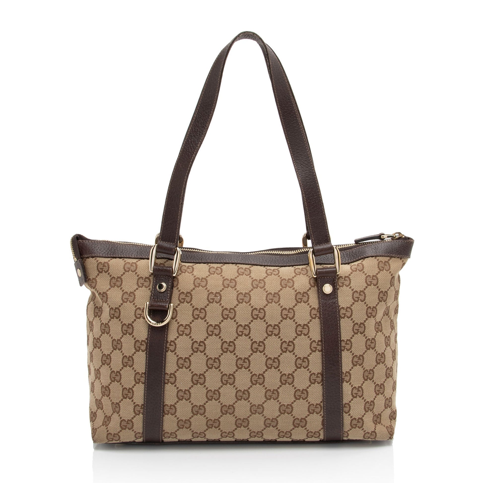 Gucci GG Abbey SHF-3Yofcp Leather Canvas Brown Medium Tote Bag