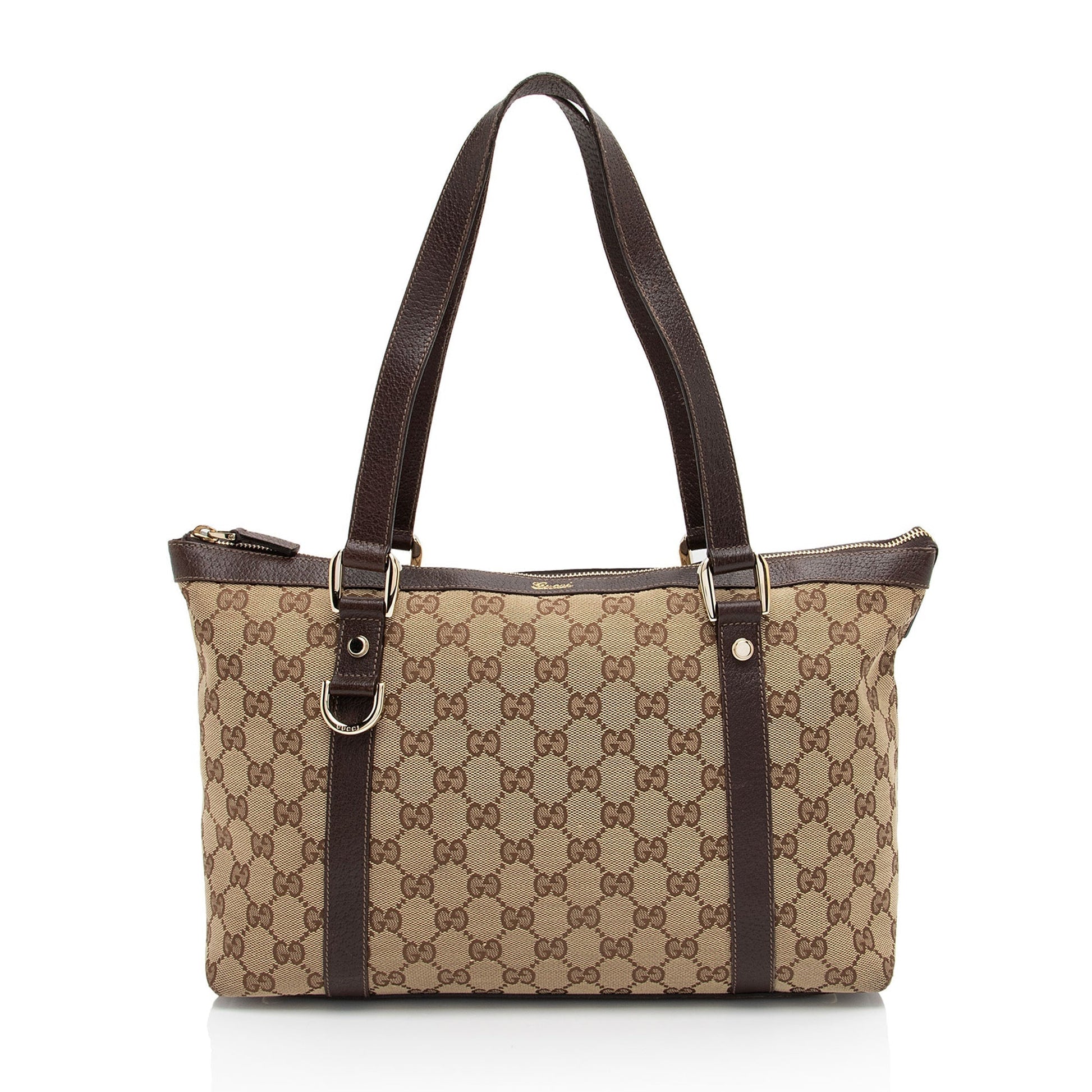 Gucci GG Abbey SHF-3Yofcp Leather Canvas Brown Medium Tote Bag