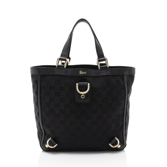 Gucci GG Abbey Leather Canvas Black Mini Tote Bag