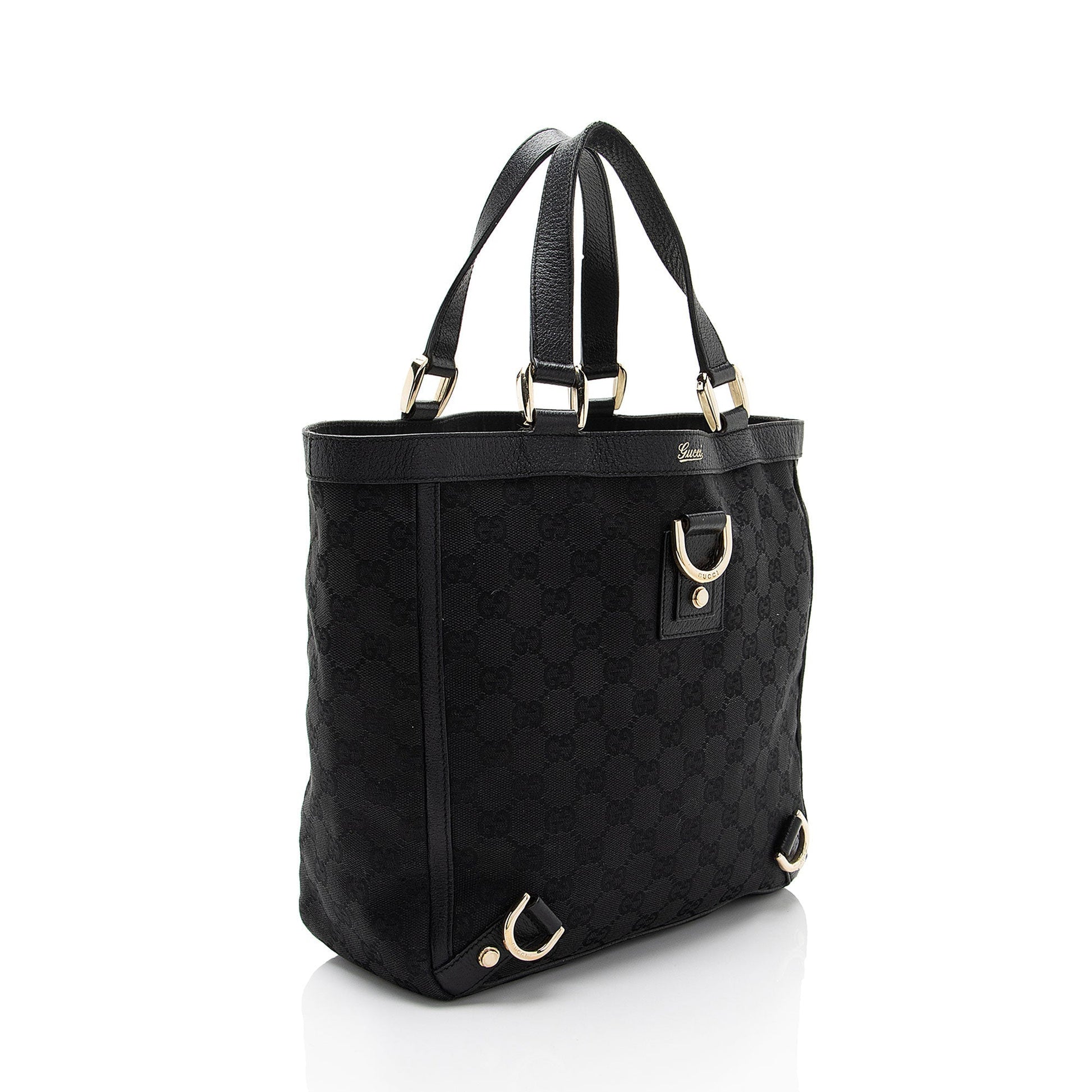 Gucci GG Abbey Leather Canvas Black Mini Tote Bag