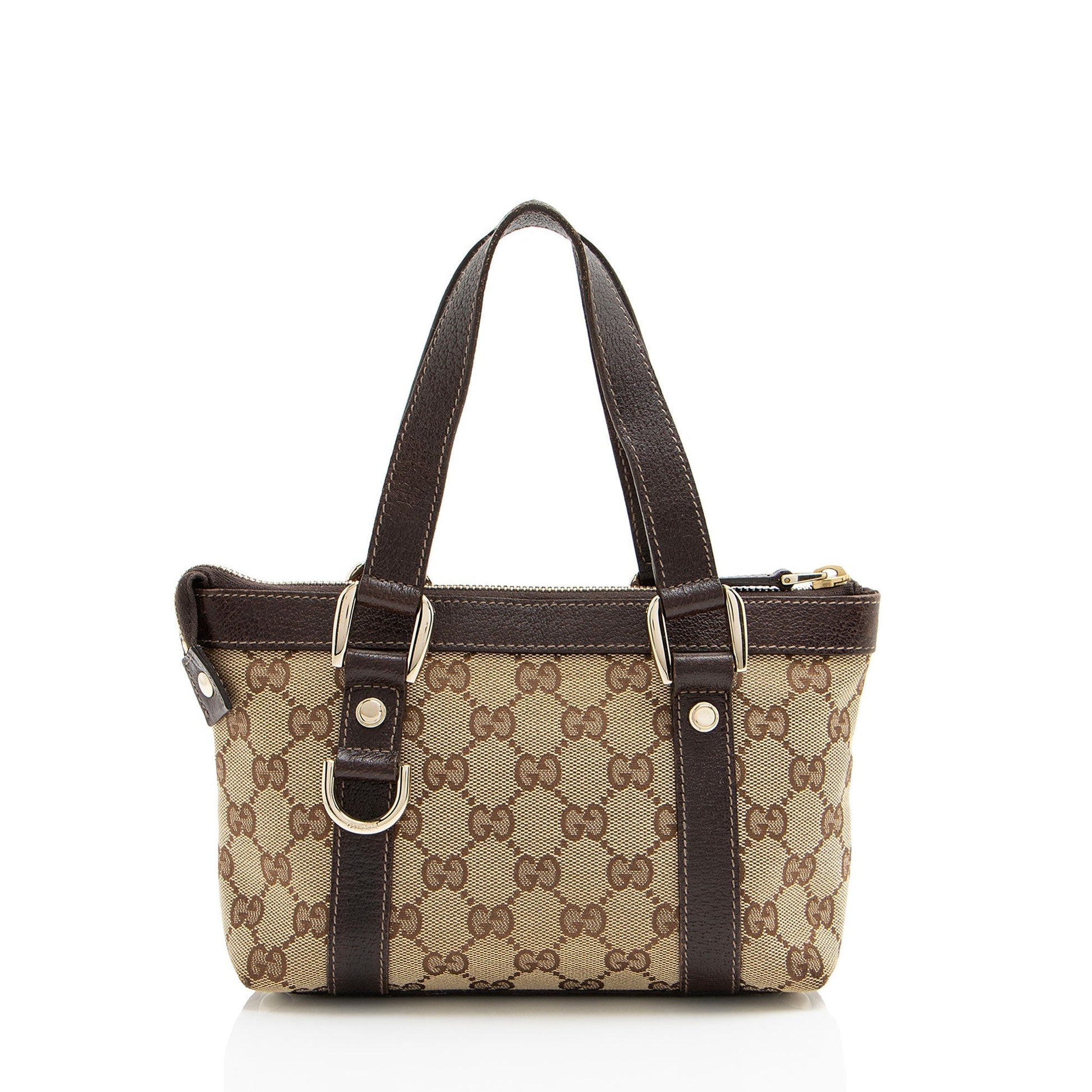 Gucci GG Abbey E W SHF-8A898A Leather Canvas Brown Beige Tote Bag