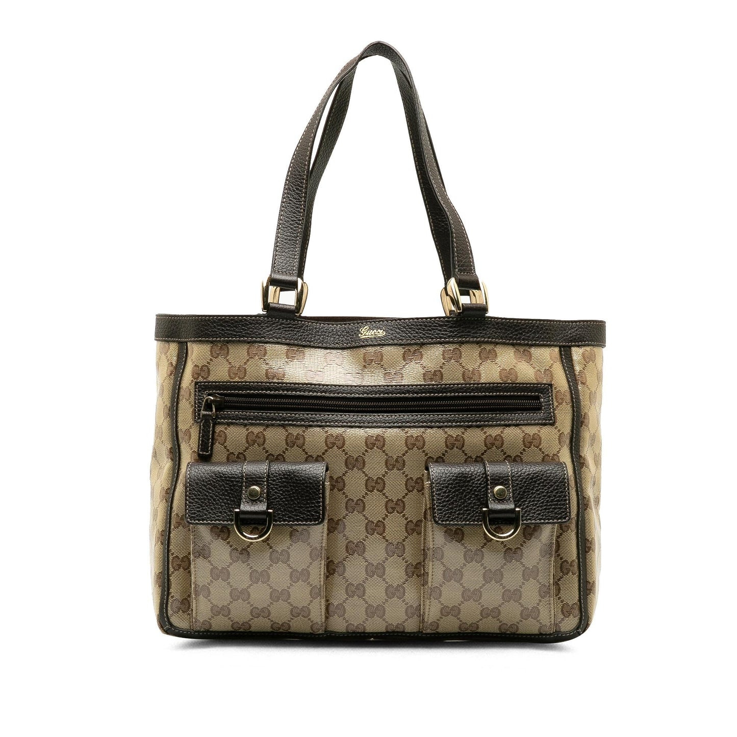 Gucci GG Abbey Pocket SHG-ZCIkk9 Canvas Calf Brown Tote Bag