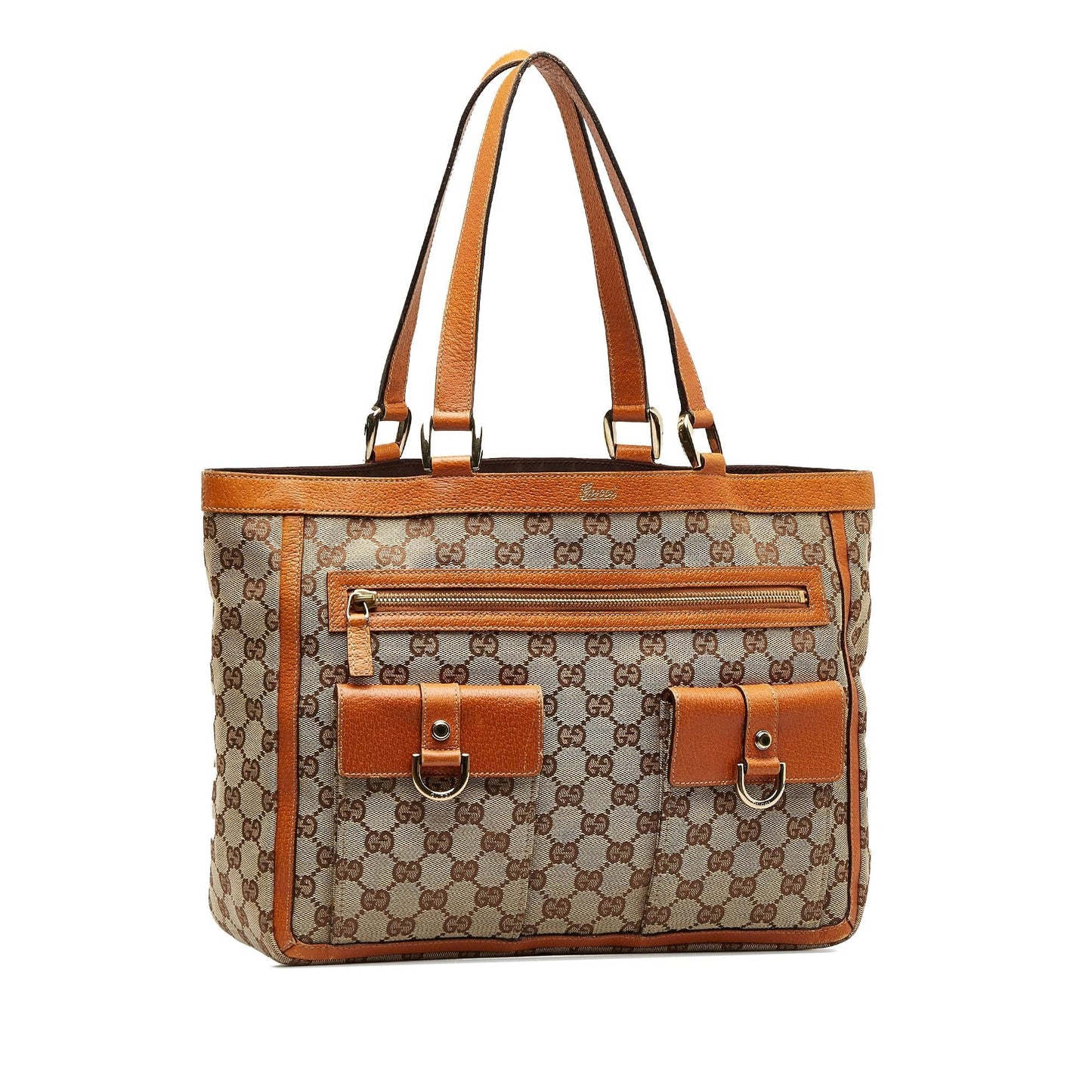 Gucci GG Abbey Pocket SHG-O540WB Canvas Calf Brown Tote Bag