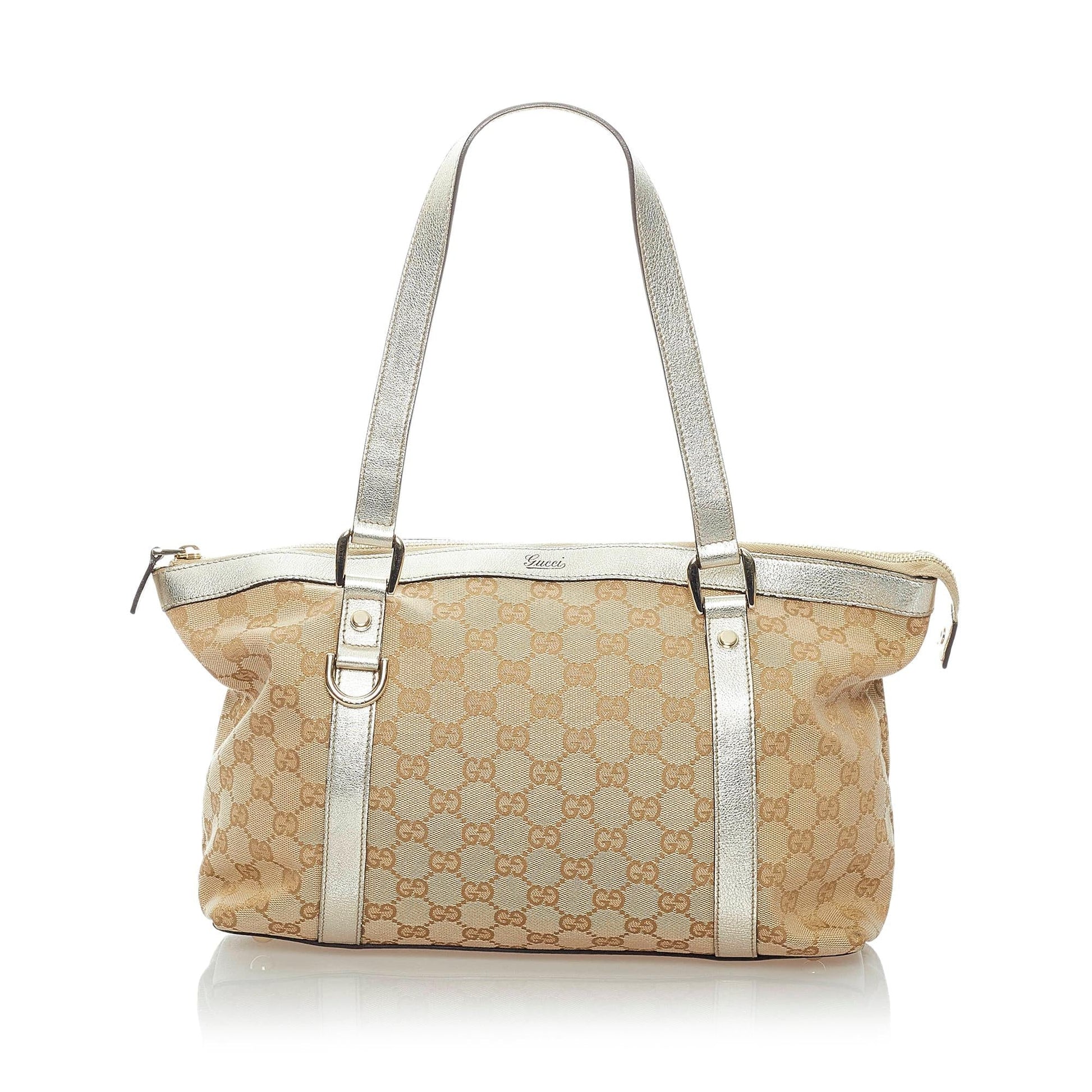 Gucci GG Abbey SHG Canvas Calf Brown Silver Shoulder Bag
