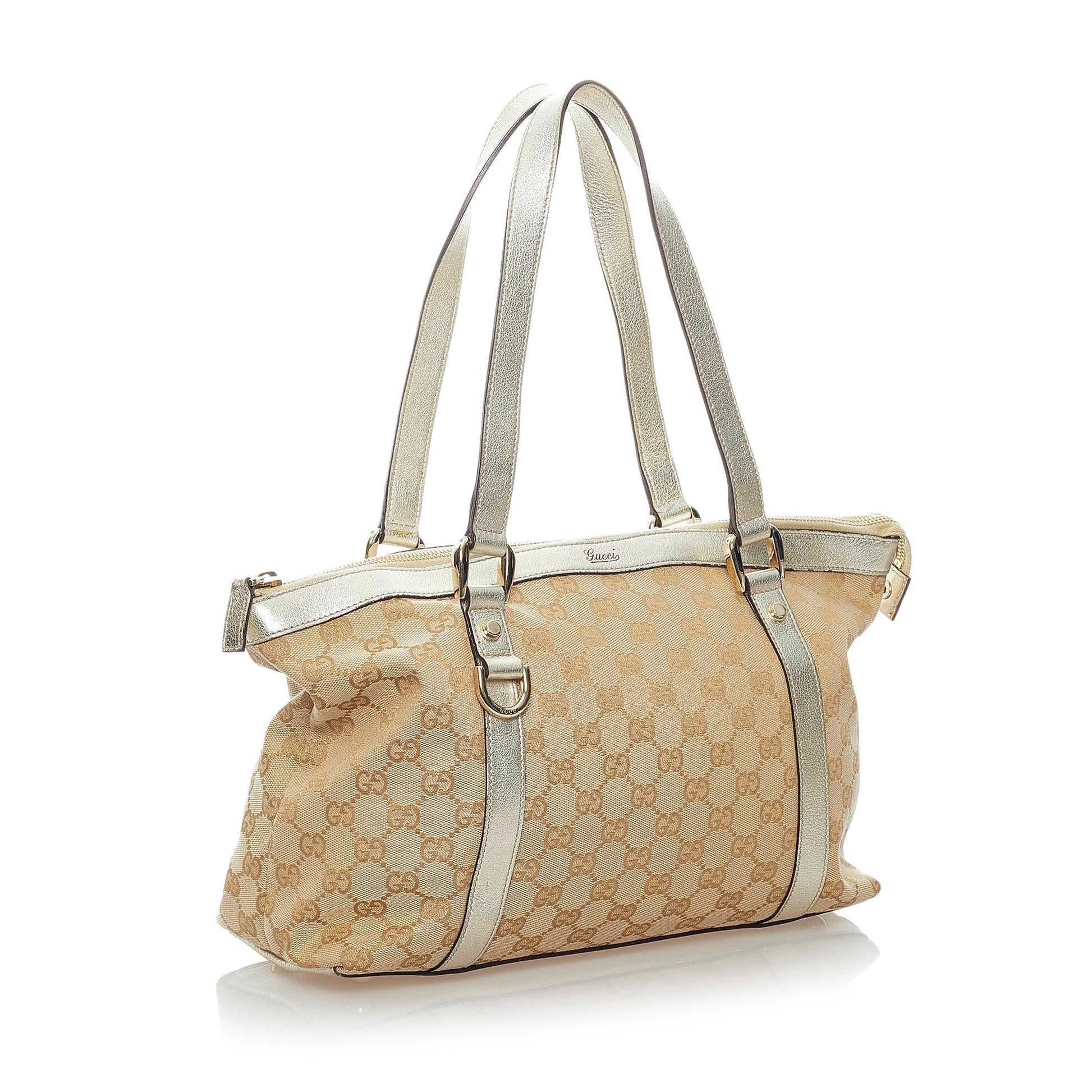 Gucci GG Abbey SHG Canvas Calf Brown Silver Shoulder Bag