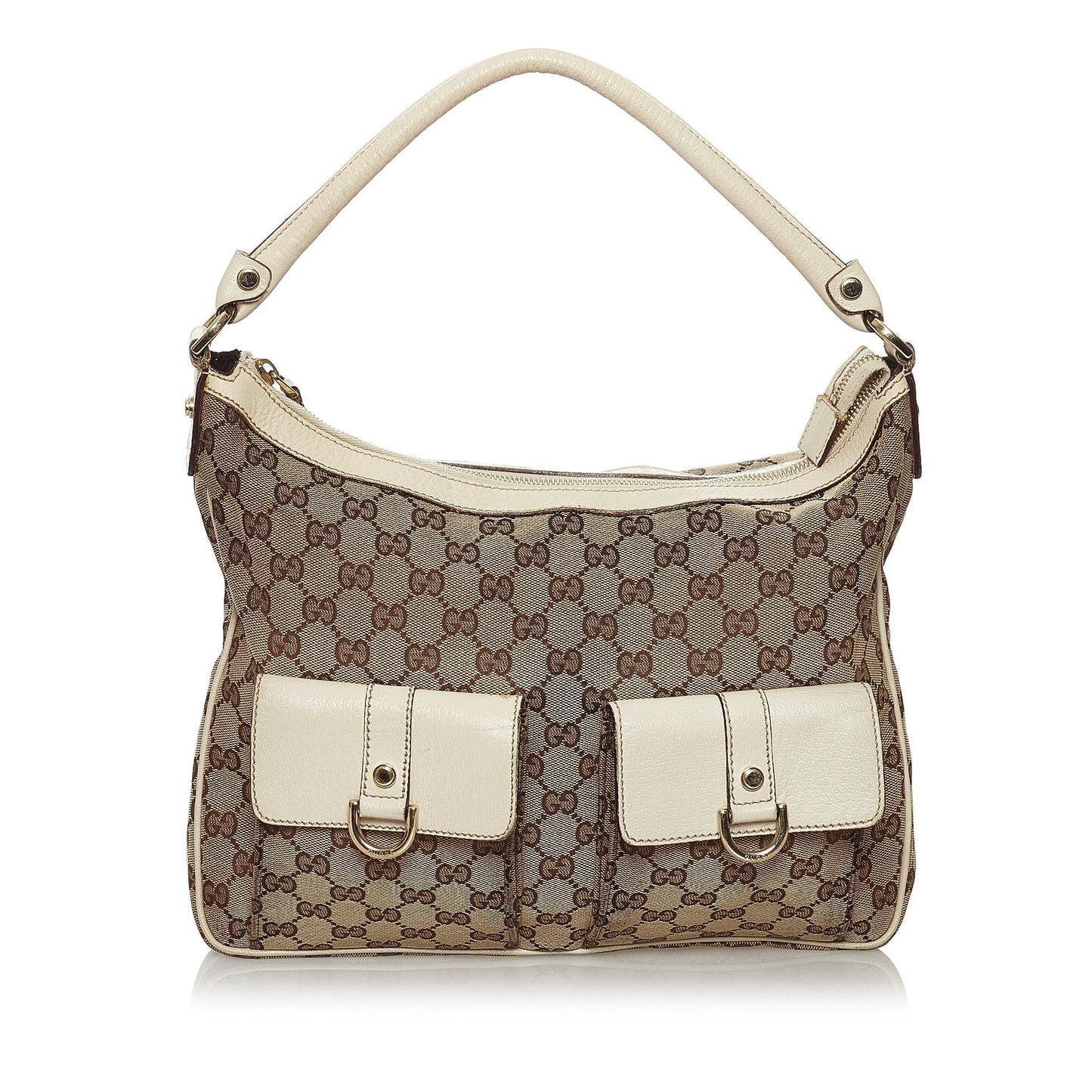 Gucci GG Abbey SHG Canvas White Brown Shoulder Bag Bag Shg