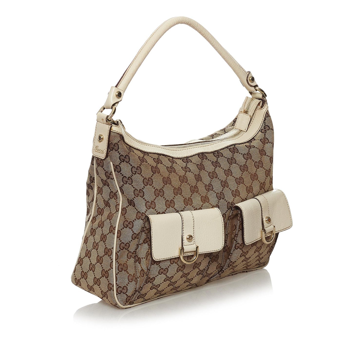 Gucci GG Abbey SHG Canvas White Brown Shoulder Bag Bag Shg