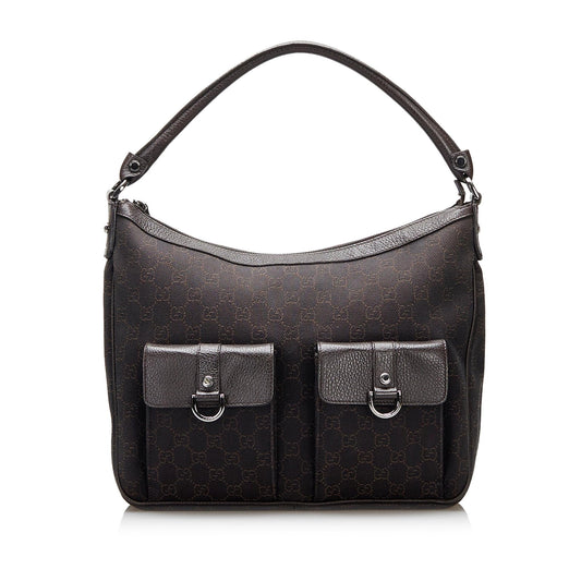 Gucci GG Abbey SHG-KQKkLI Canvas Calf Brown Shoulder Bag