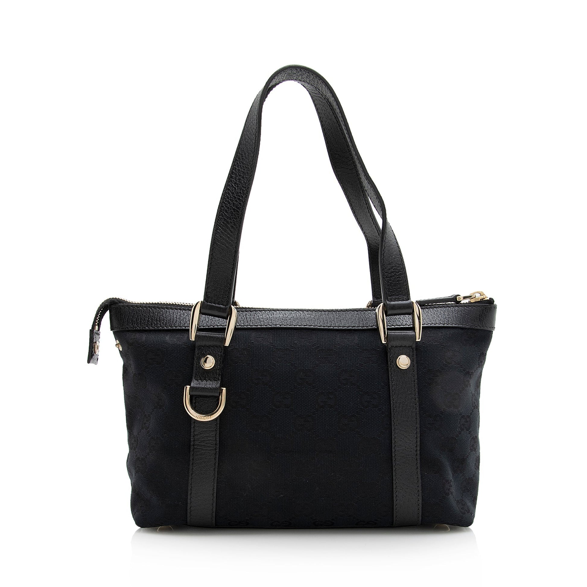 Gucci GG Abbey SHF Leather Canvas Black Small Tote Bag