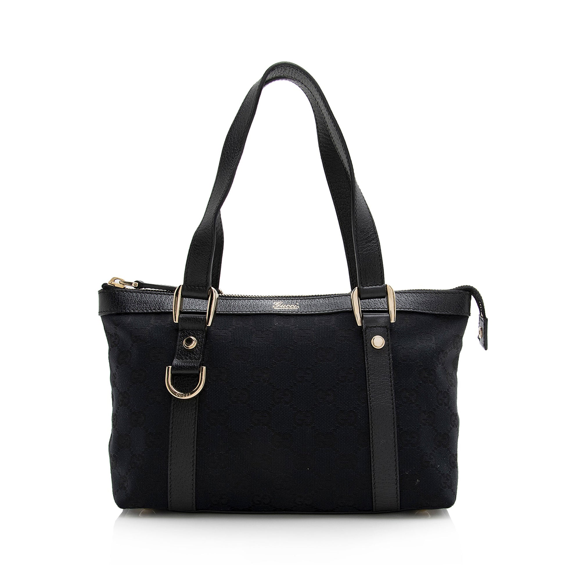 Gucci GG Abbey SHF Leather Canvas Black Small Tote Bag