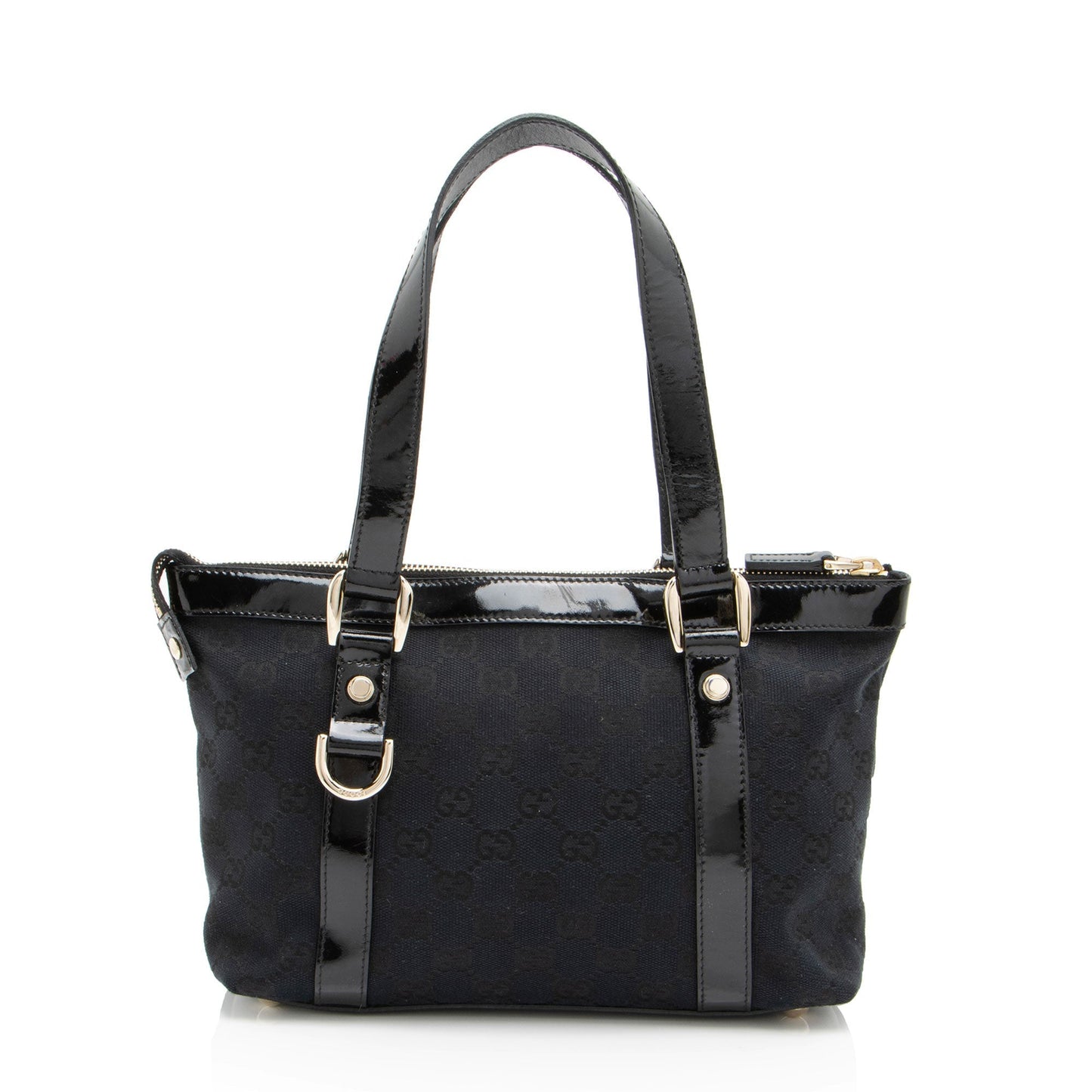 Gucci GG Abbey SHF-L3vJ8l Leather Canvas Patent Black Tote Bag