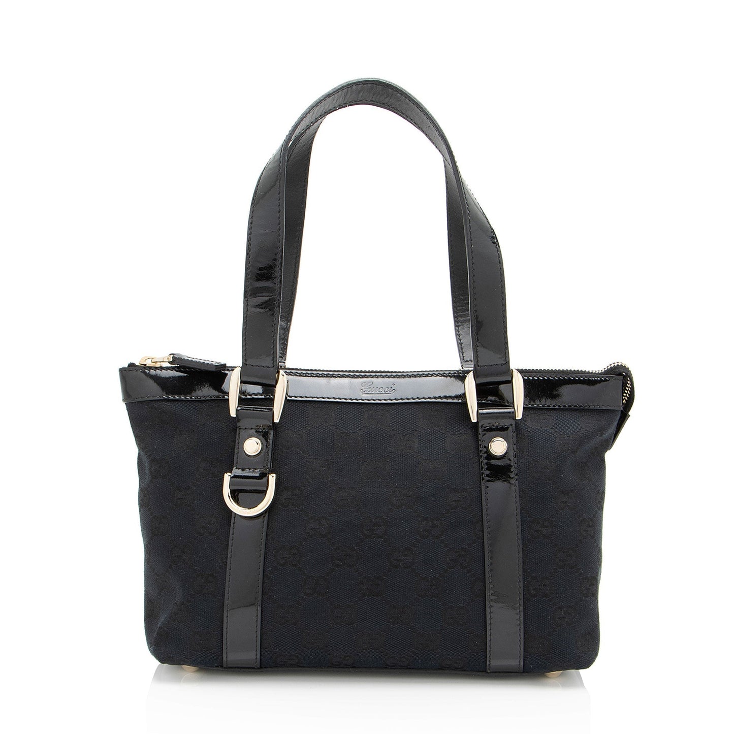 Gucci GG Abbey SHF-L3vJ8l Leather Canvas Patent Black Tote Bag