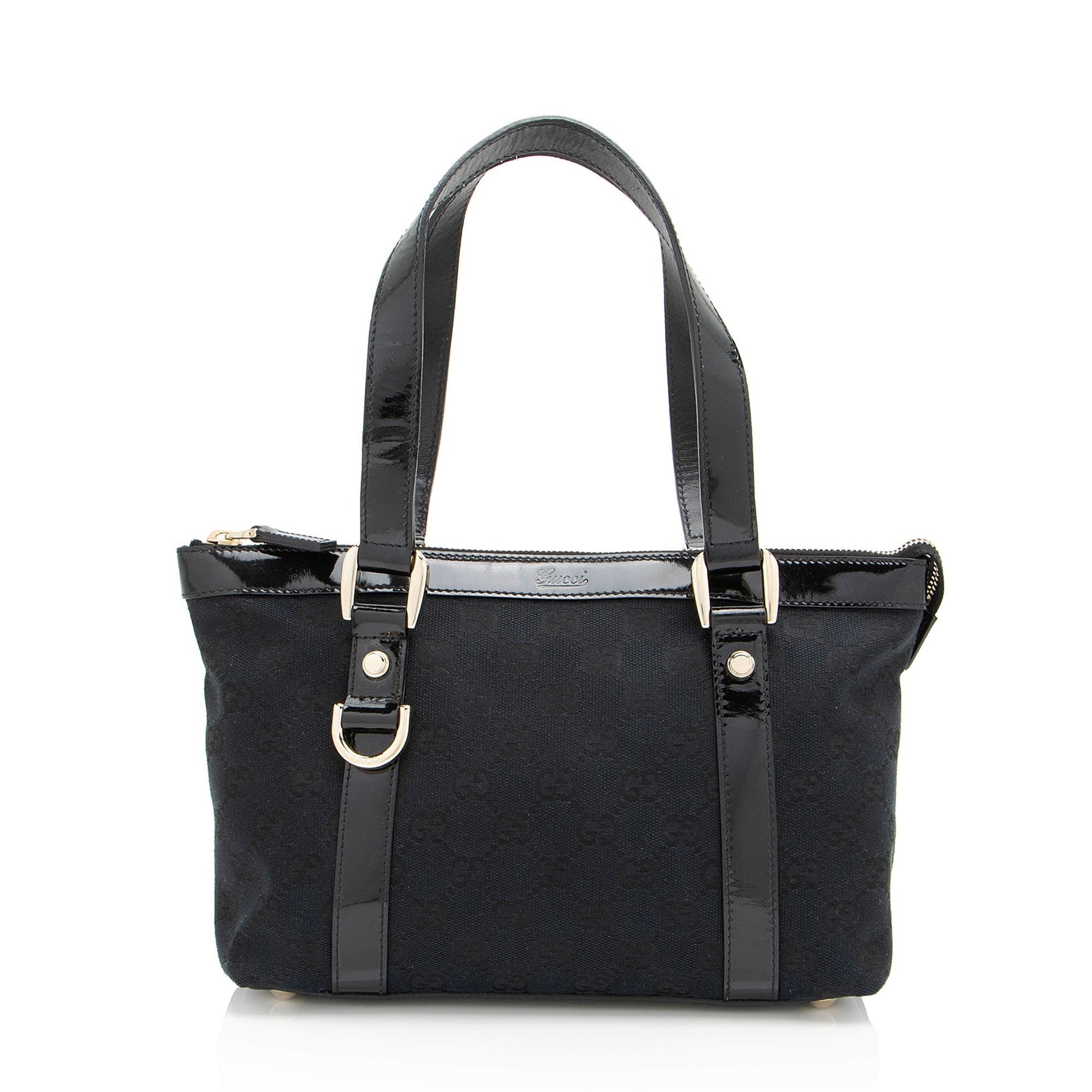 Gucci GG Abbey SHF-L3vJ8l Leather Canvas Patent Black Tote Bag