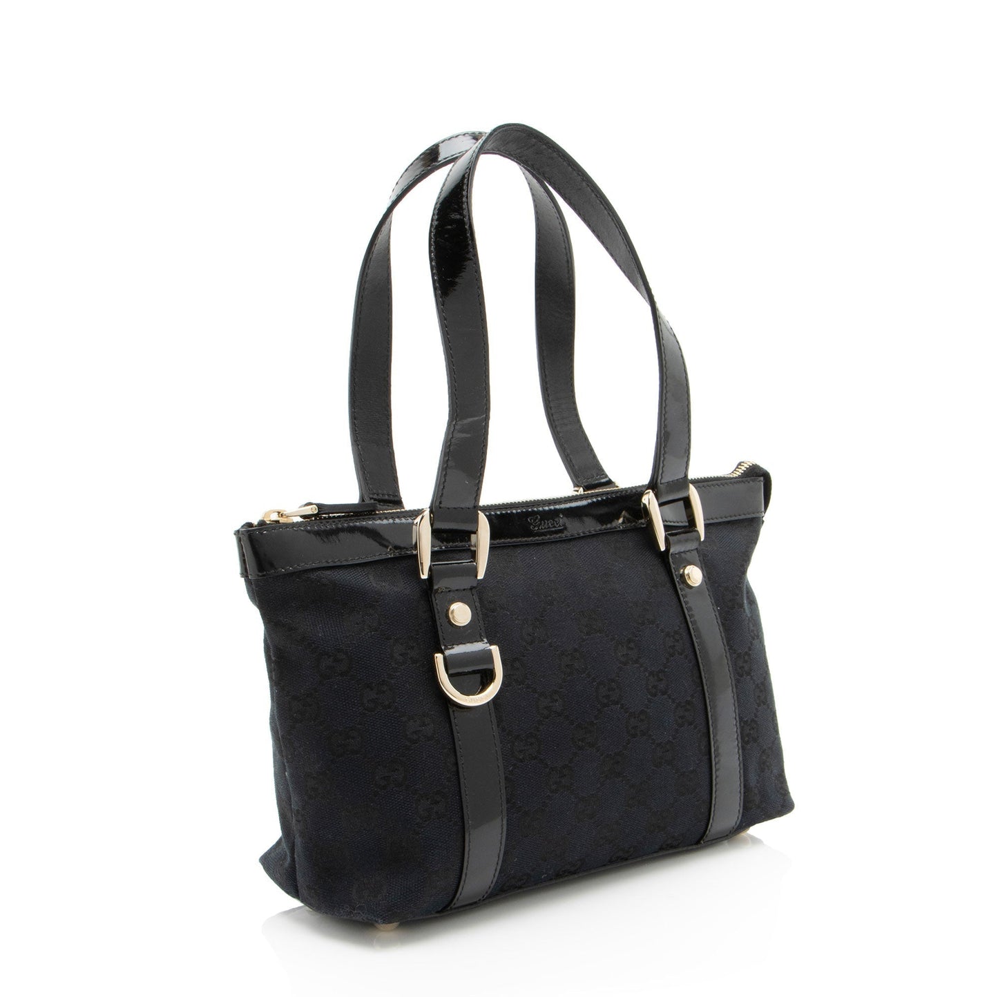Gucci GG Abbey SHF-L3vJ8l Leather Canvas Patent Black Tote Bag