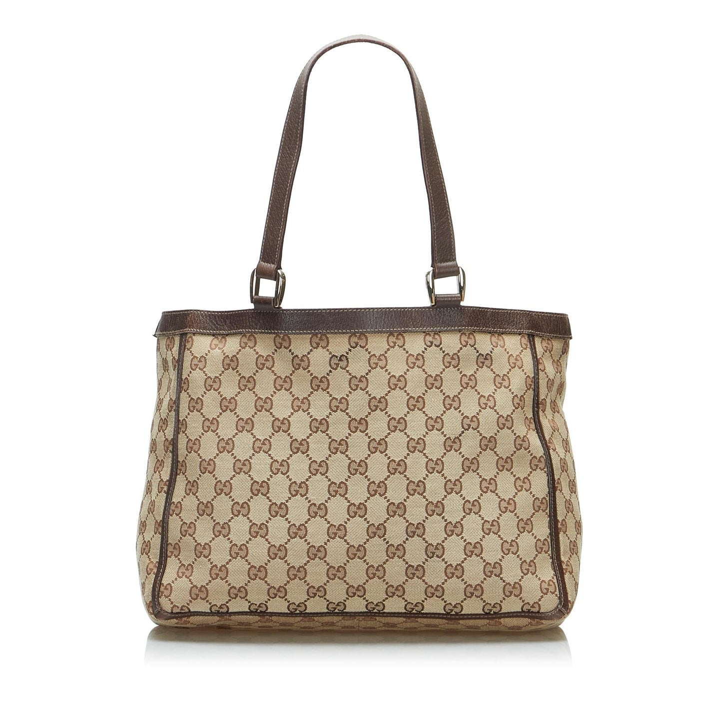 Gucci GG Abbey SHG-65TZUa Canvas Calf Brown Tote Bag